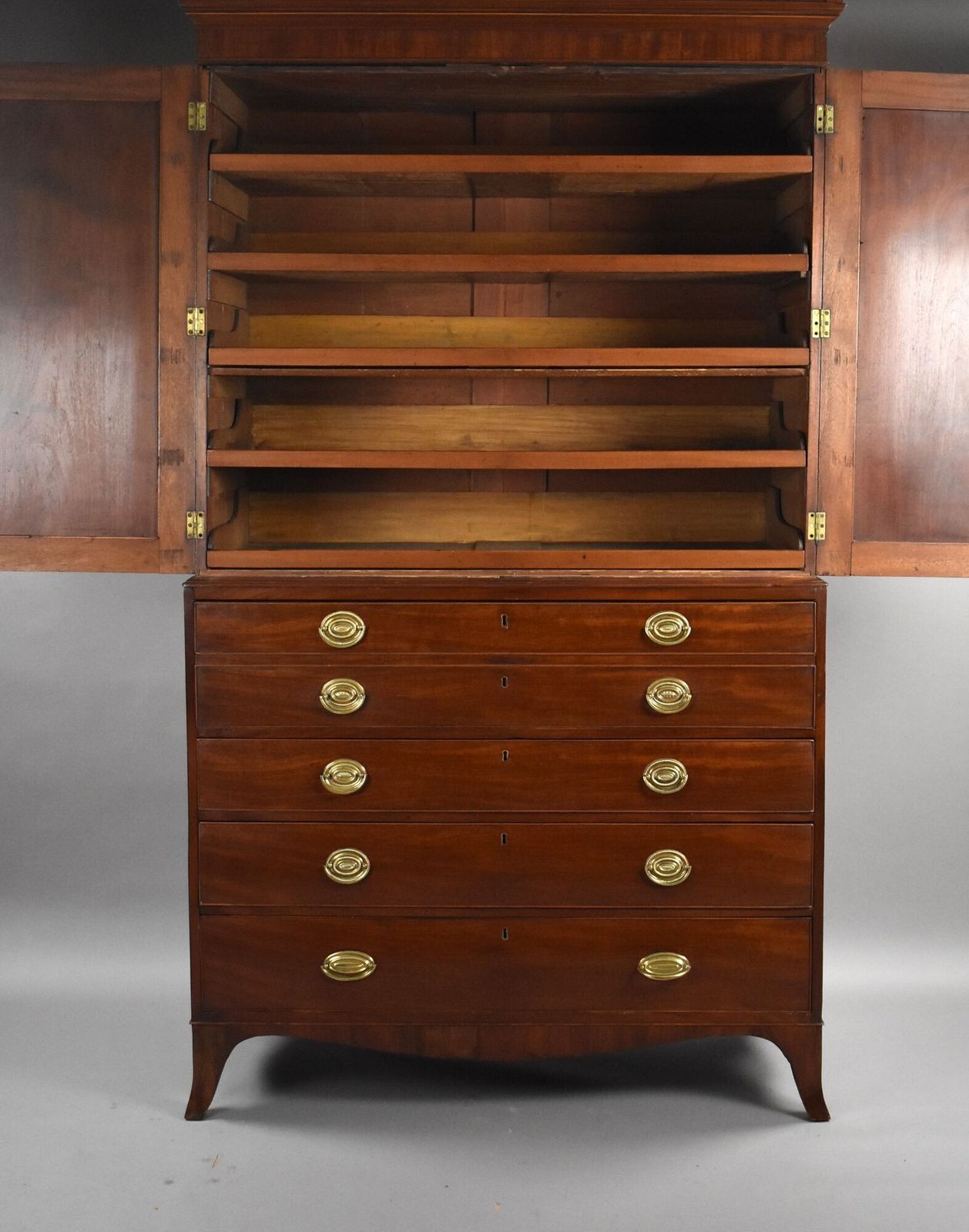 George III Mahogany Secretaire Linen Press photo vinterior