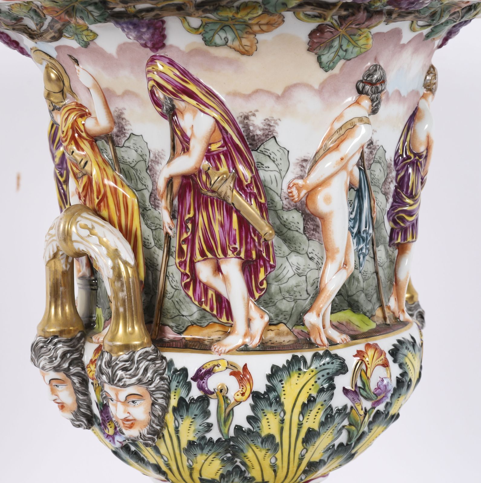 photo furniture Antique Pair Large Italian Naples Capodimonte Urns / Vases 19th C