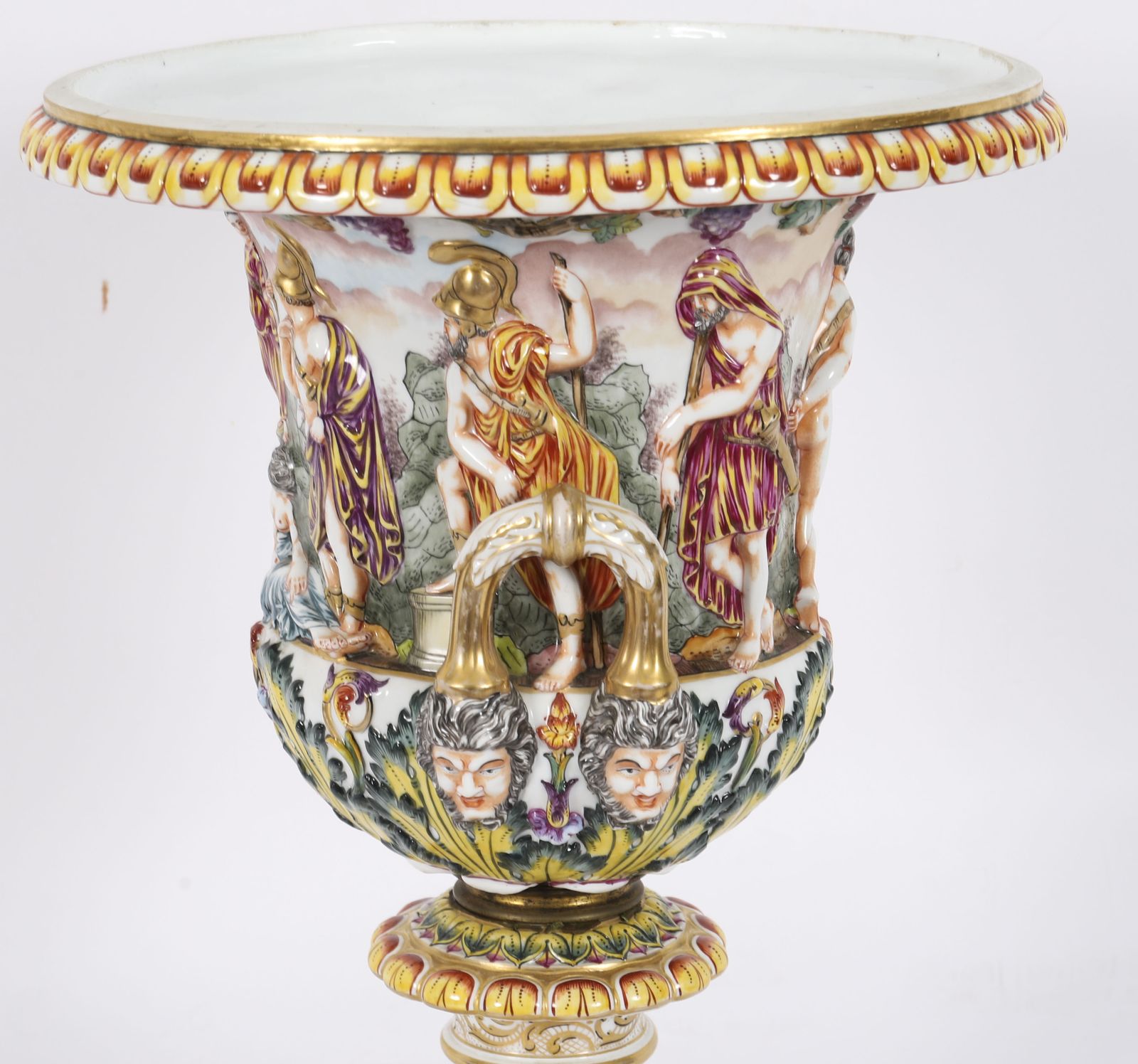 Home Decor Antique Pair Large Italian Naples Capodimonte Urns / Vases 19th C photo