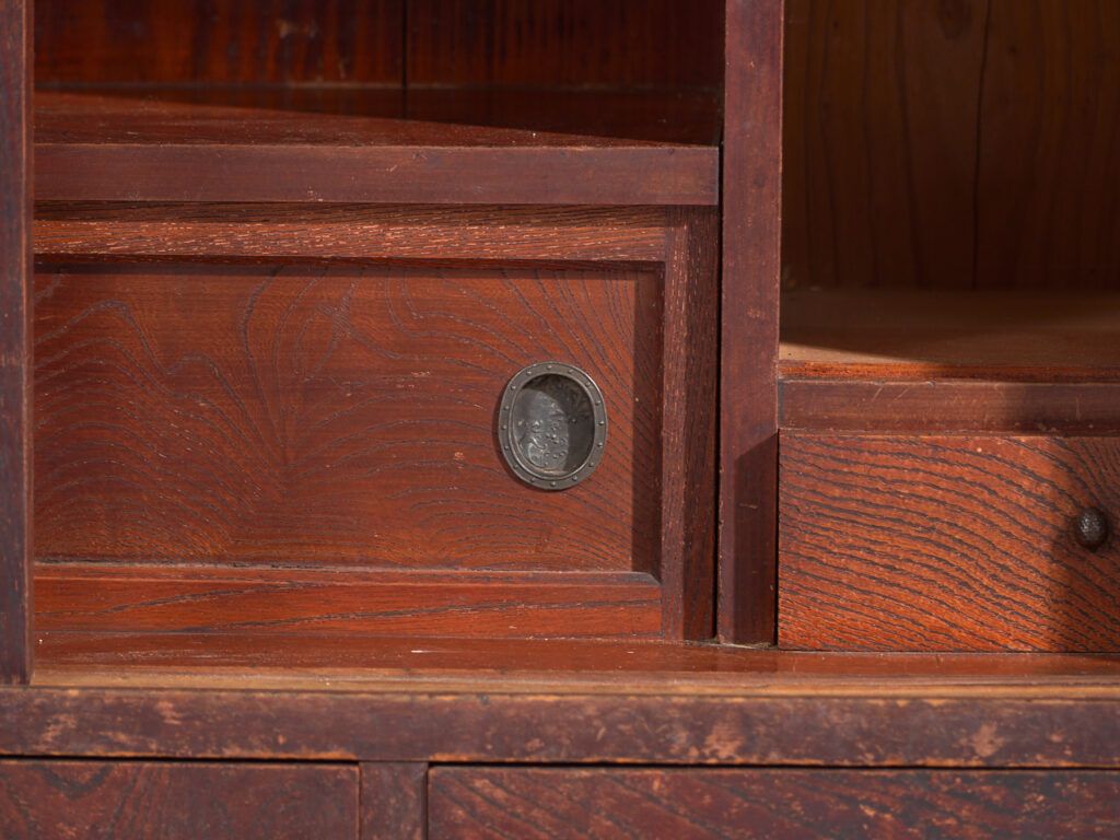photo for sale Antique Japanese Tea Cabinet (Cha Tansu) With Glass Sliding Doors – Taisho / Showa – Circa 1920–1950