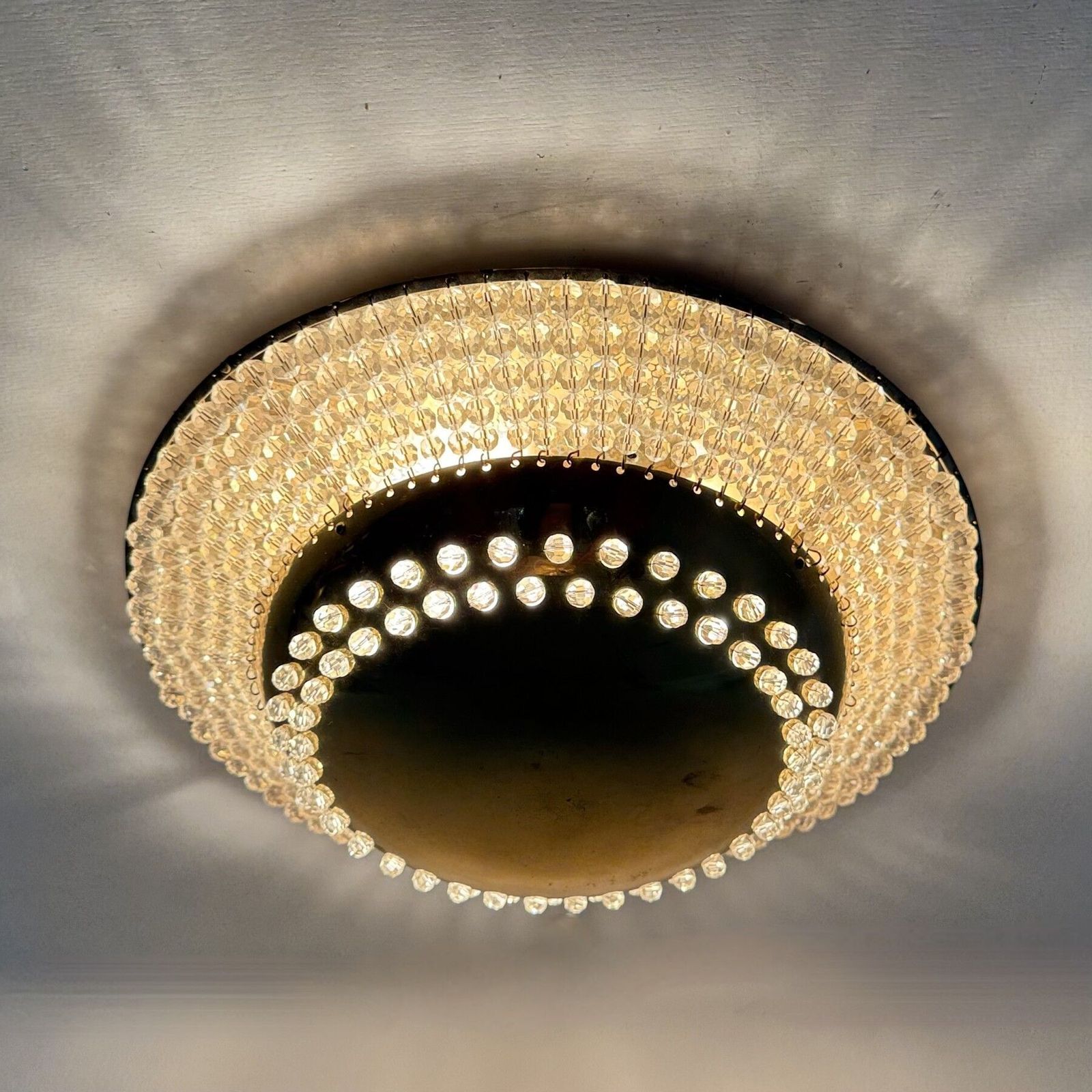 Unique Modernist Design Crystal Glass And Brass Wall Light , Austria 1950s photo vinterior