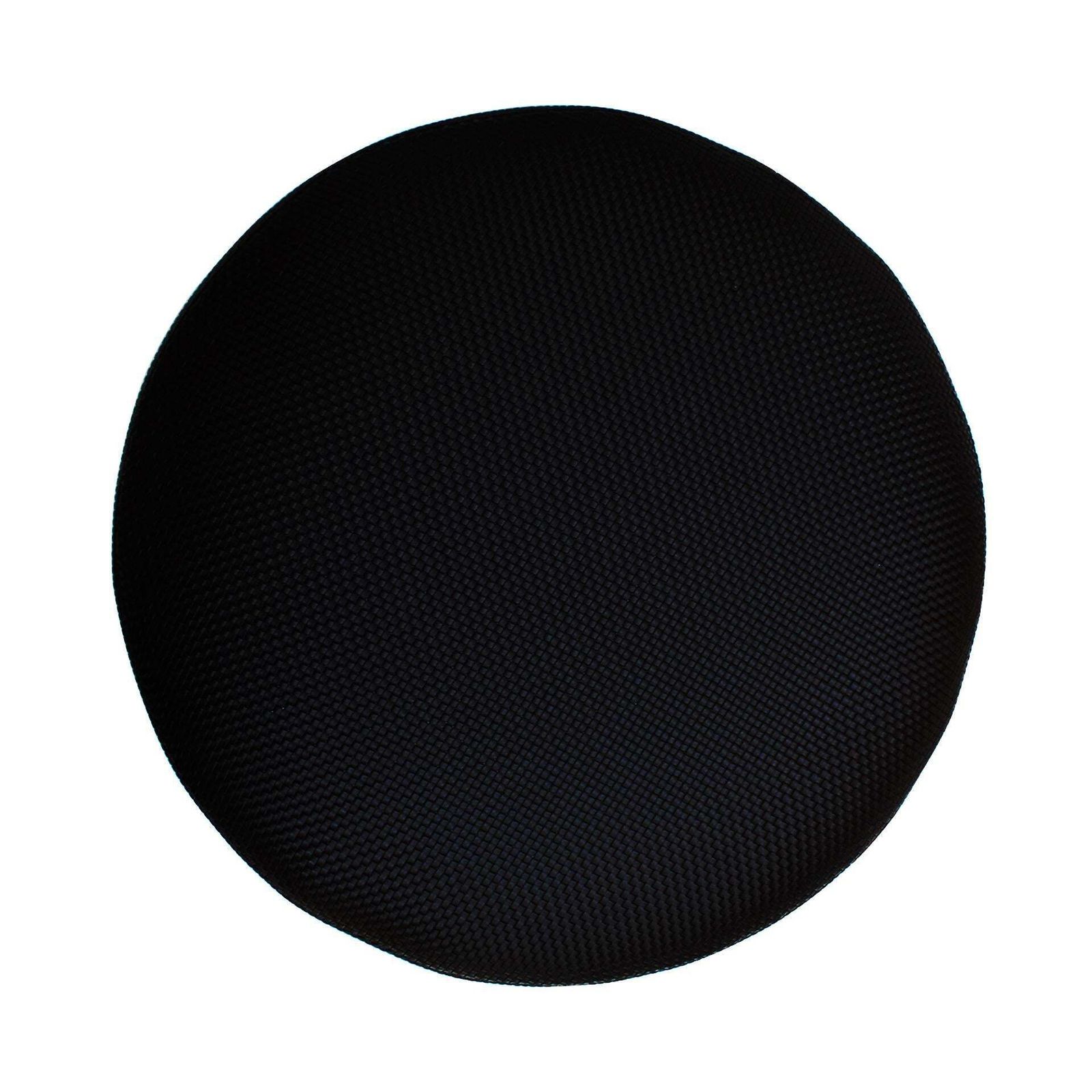 Contemporary La Design Wood Upholstered In Black Braided Lambskin Circular Pouf photo for sale