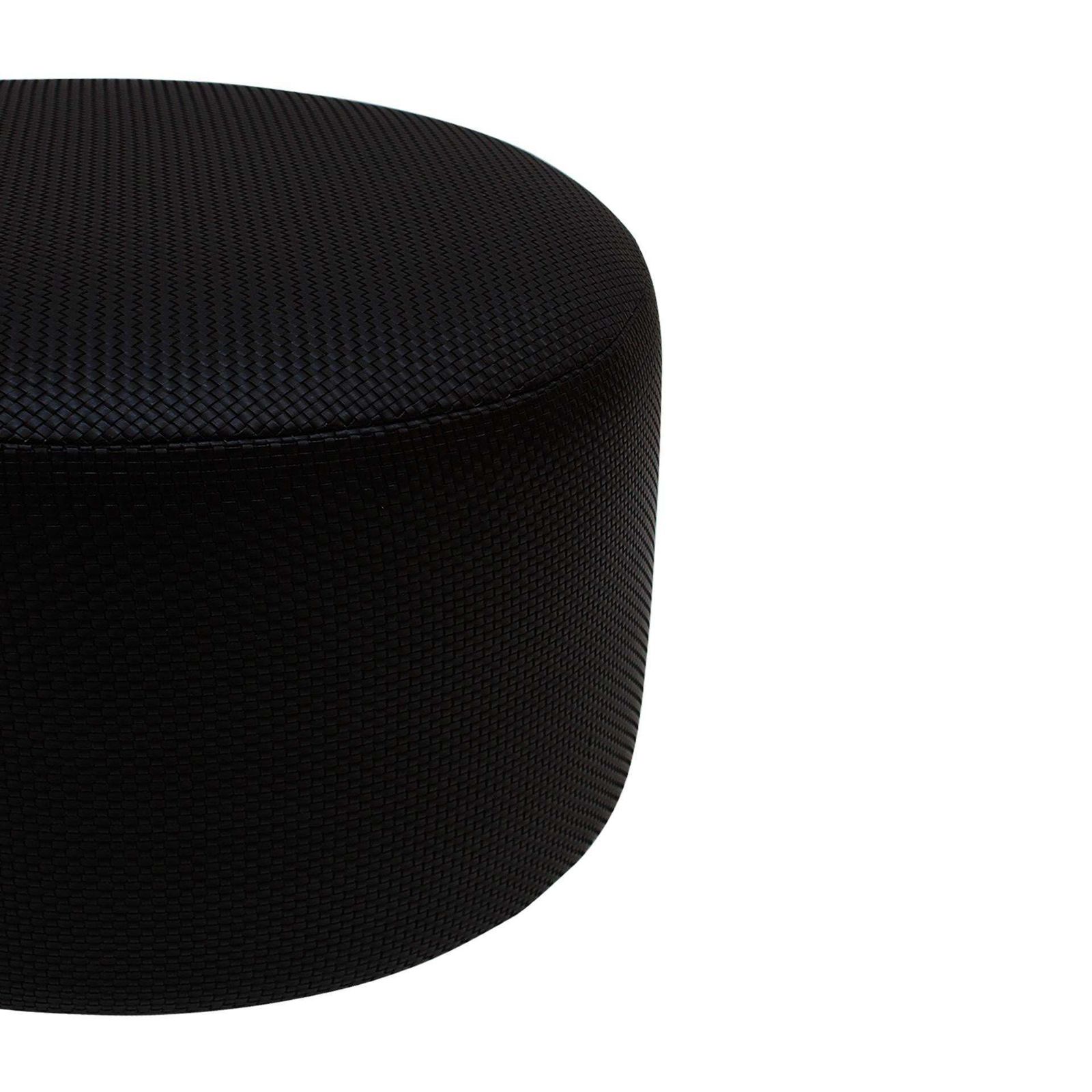 Contemporary La Design Wood Upholstered In Black Braided Lambskin Circular Pouf photo 1451.0