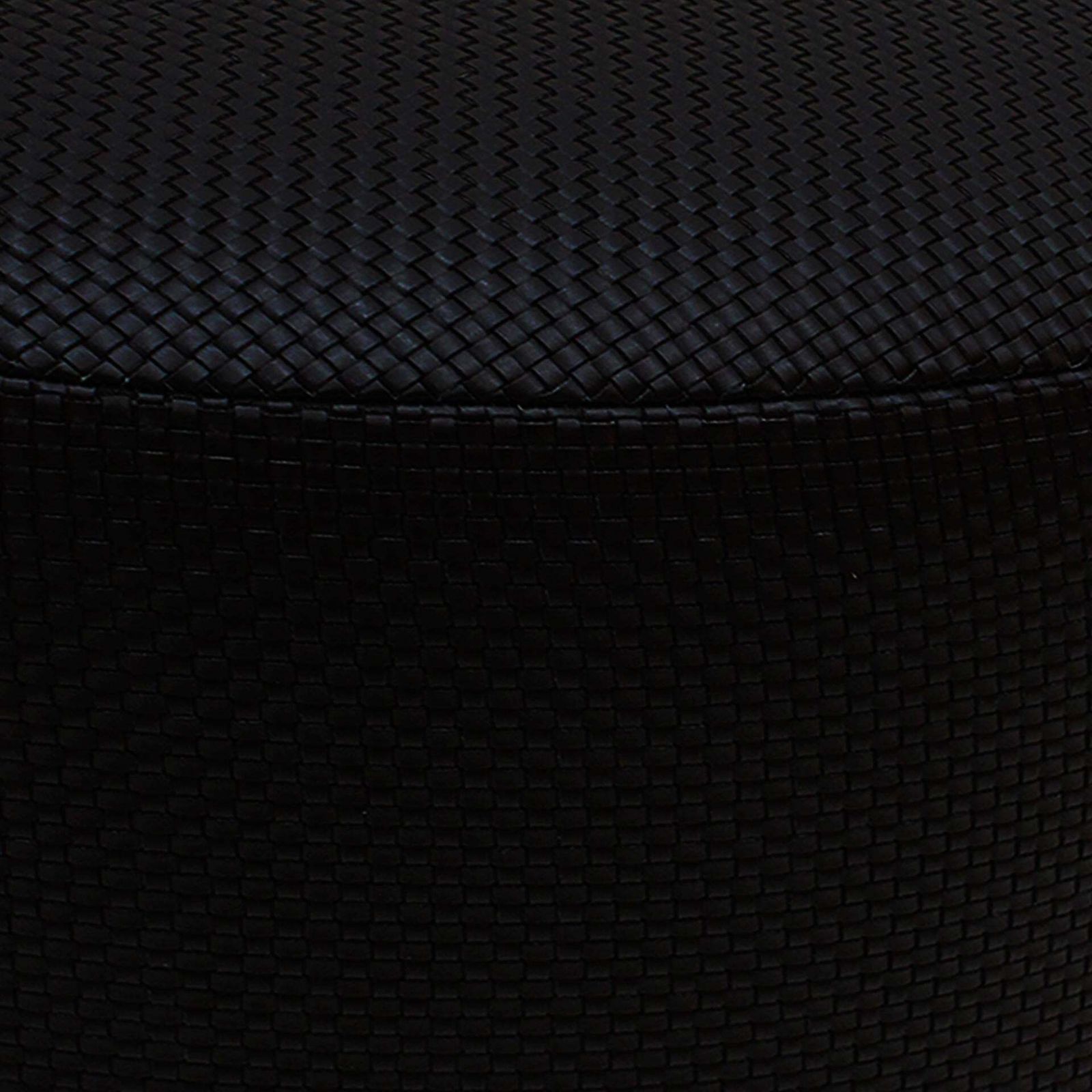 Contemporary La Design Wood Upholstered In Black Braided Lambskin Circular Pouf photo vintage