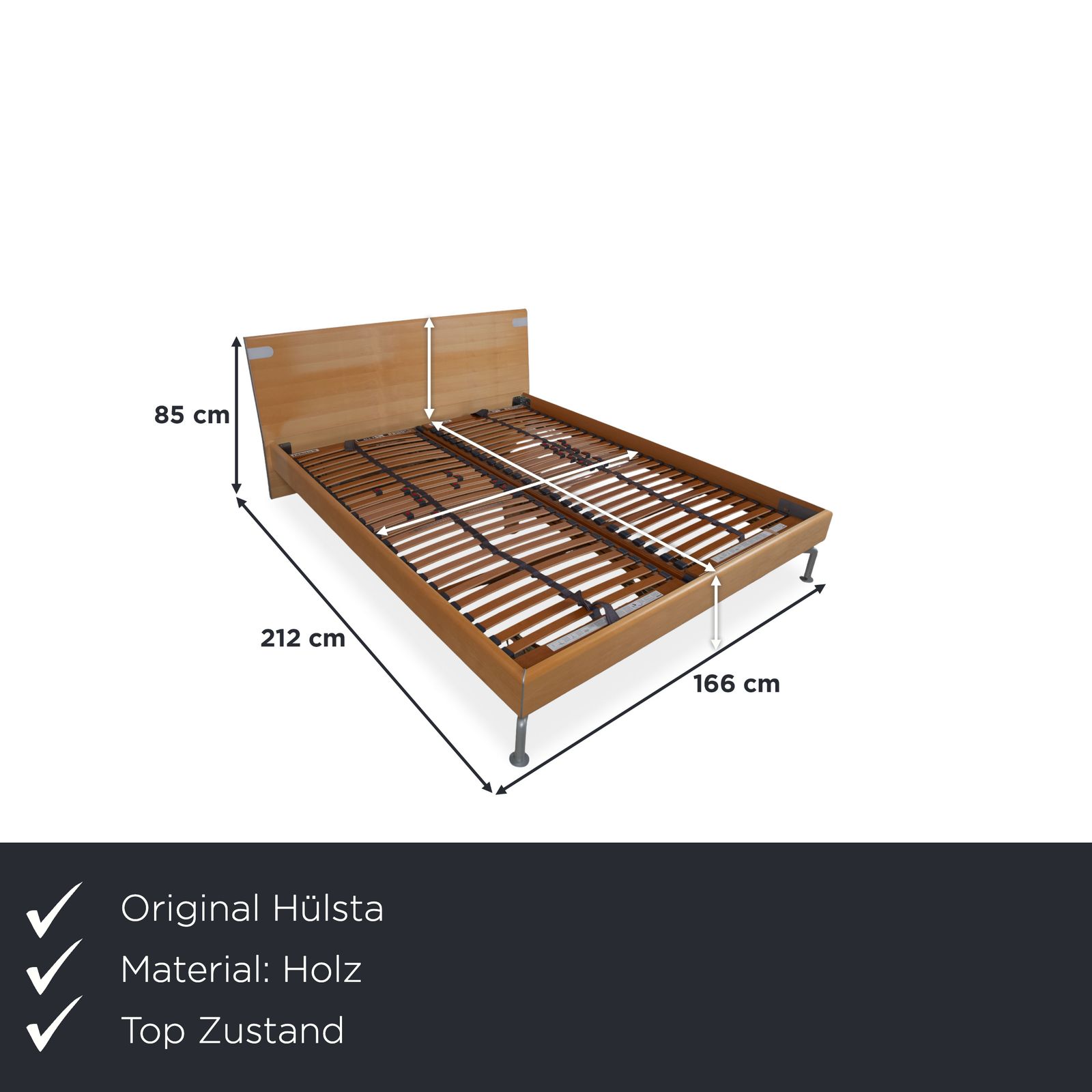 Hülsta Wooden Bed Brown Manual Function Bedroom photo furniture