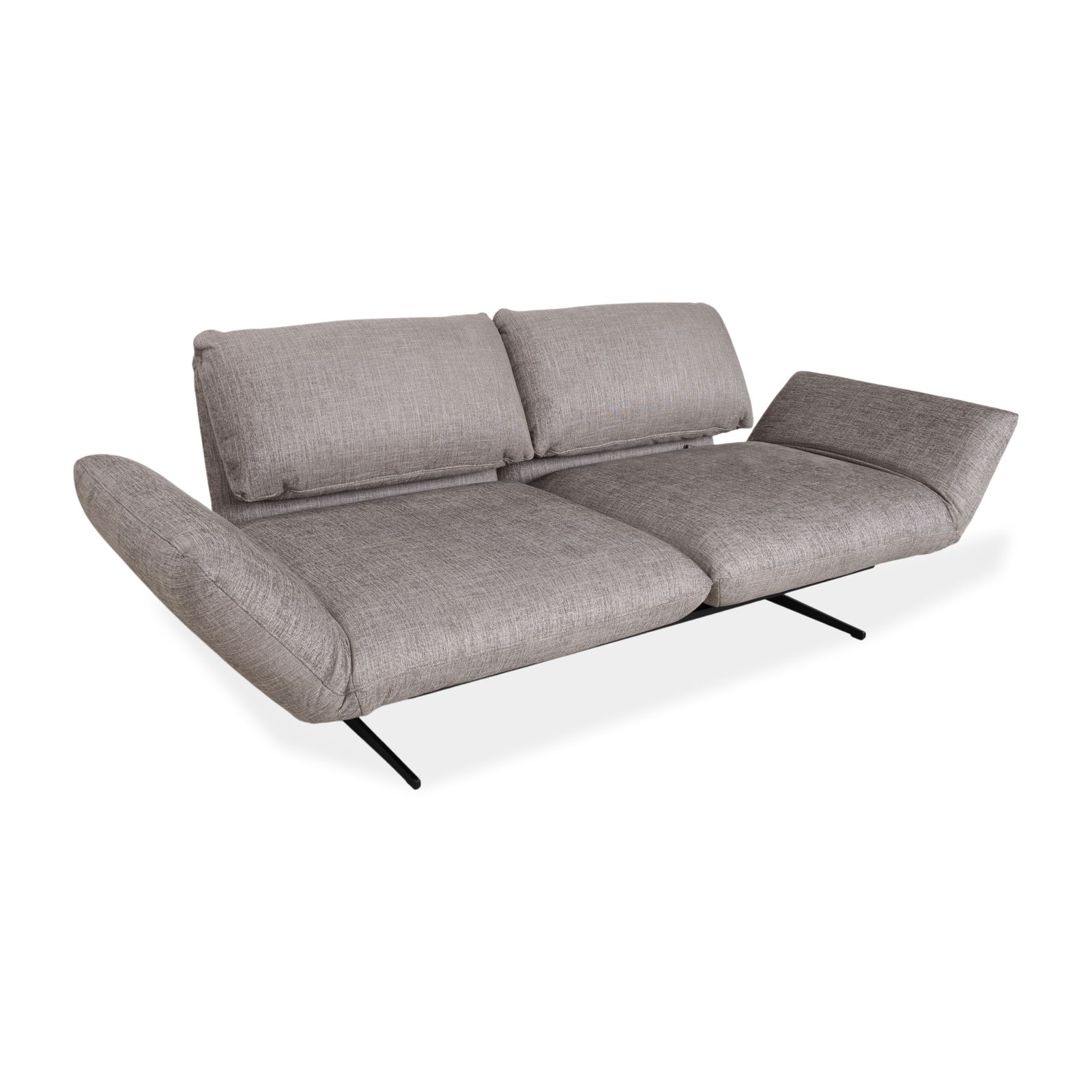 Canapé 2 places Signet Messina en tissu gris, fonction manuelle et couchage photo for sale