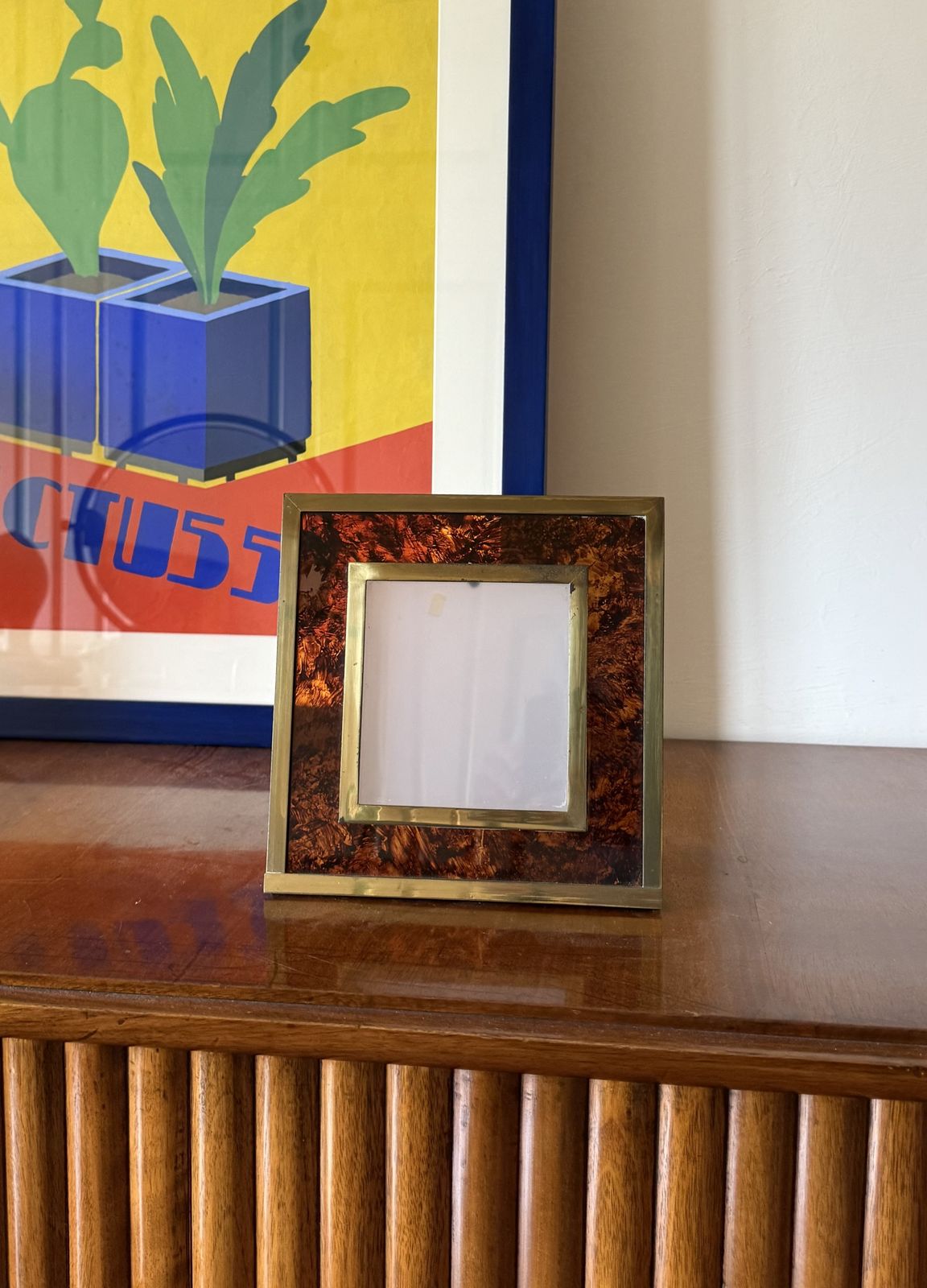 Hollywood Regency Lucite & Brass Picture Frame – In The Manner Of Gabriella Crespi, Italy 1970s photo furniture