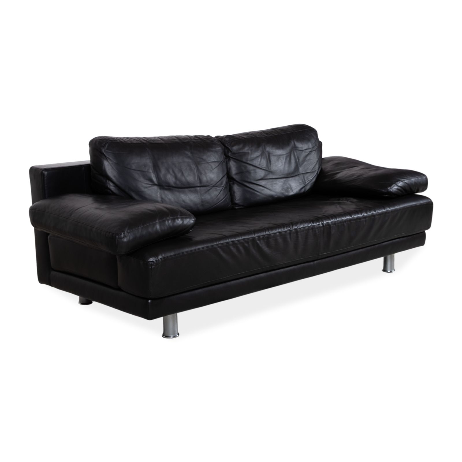 Canapé 3 places en cuir Rolf Benz 355, noir, fonction manuelle photo for sale