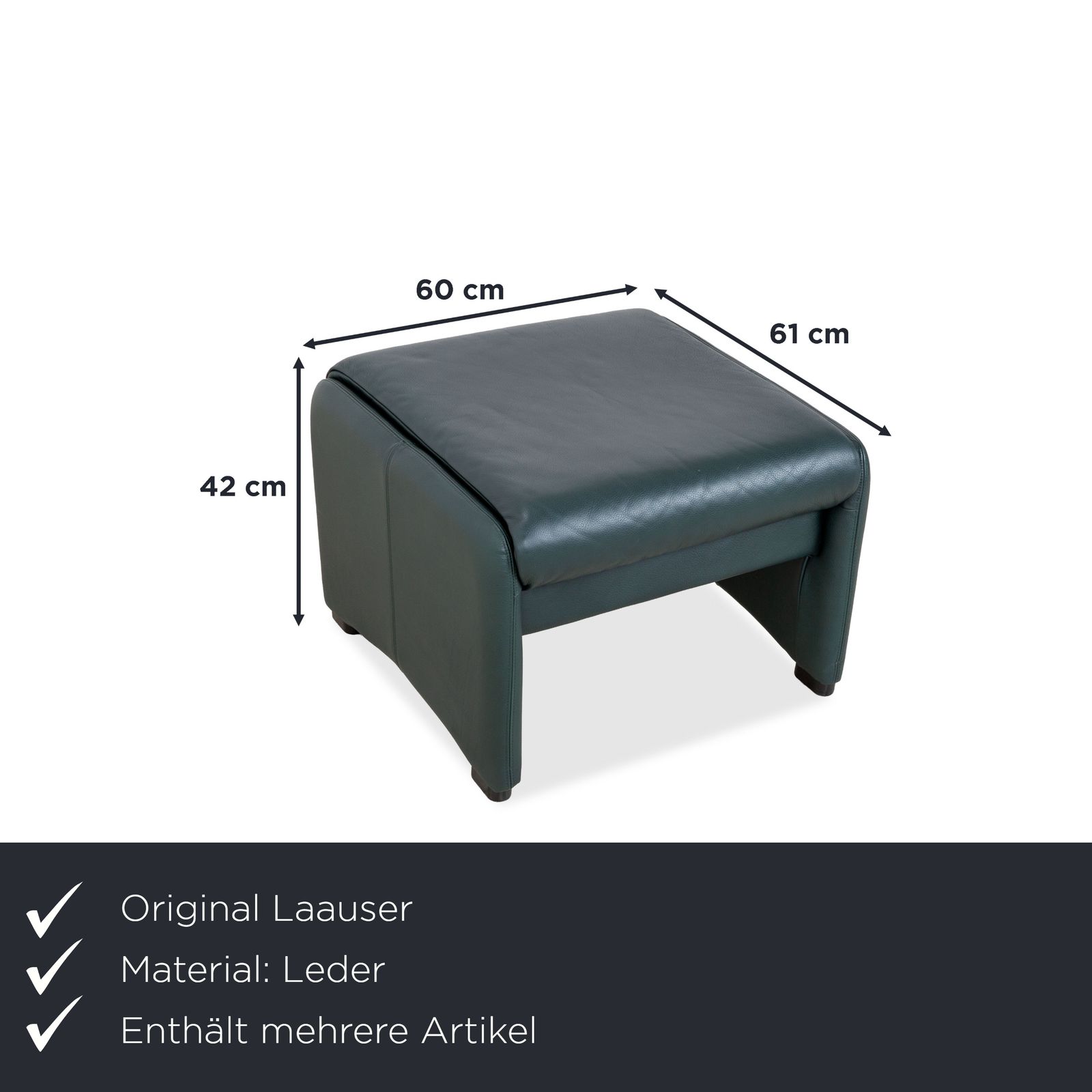 Laauser Atlanta Leather Armchair Set Green Dark Green Petrol photo for sale