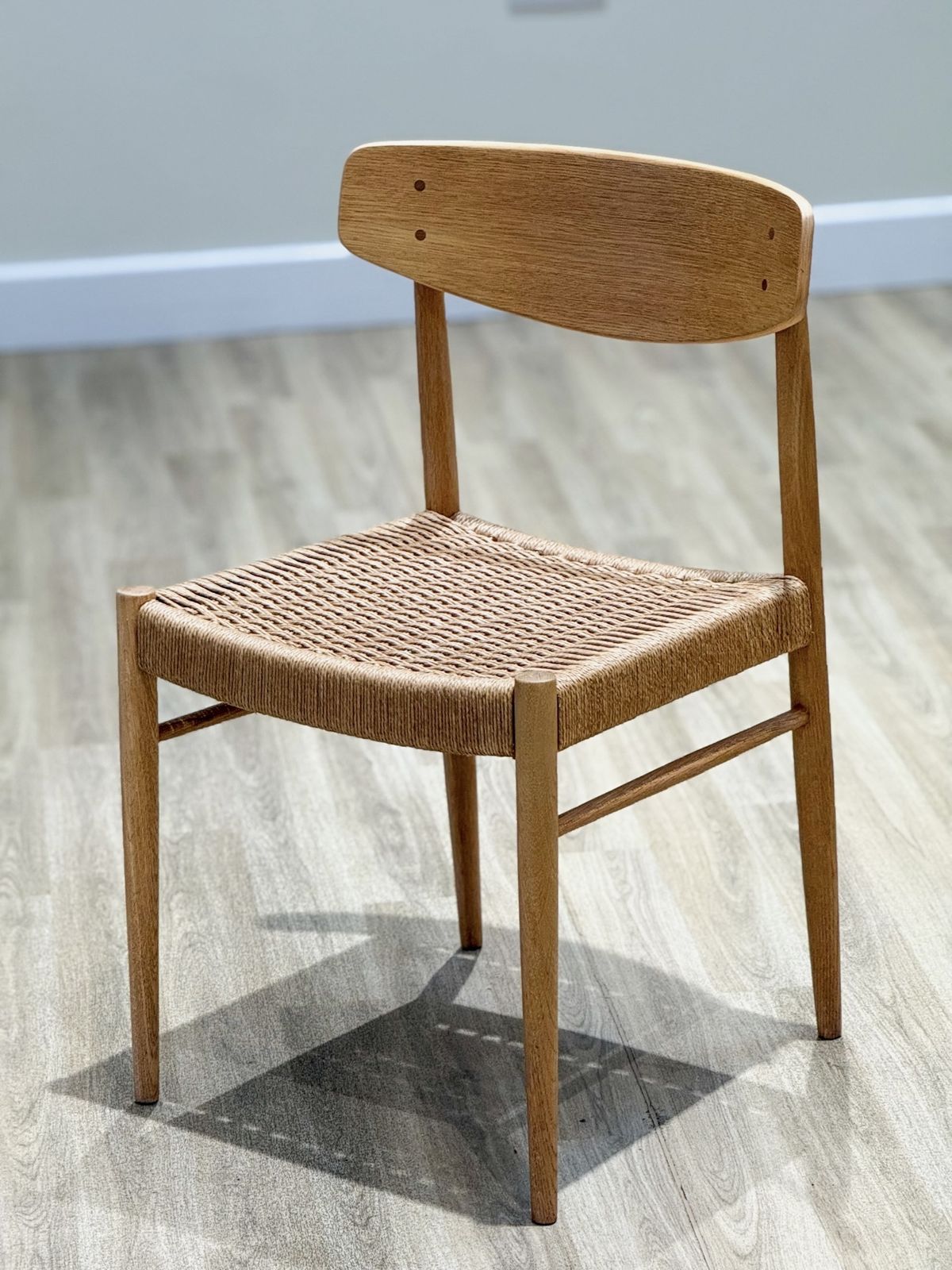 Set Of Eight Oak A.M Møbler Model 501 Papercord Dining Chairs photo buy