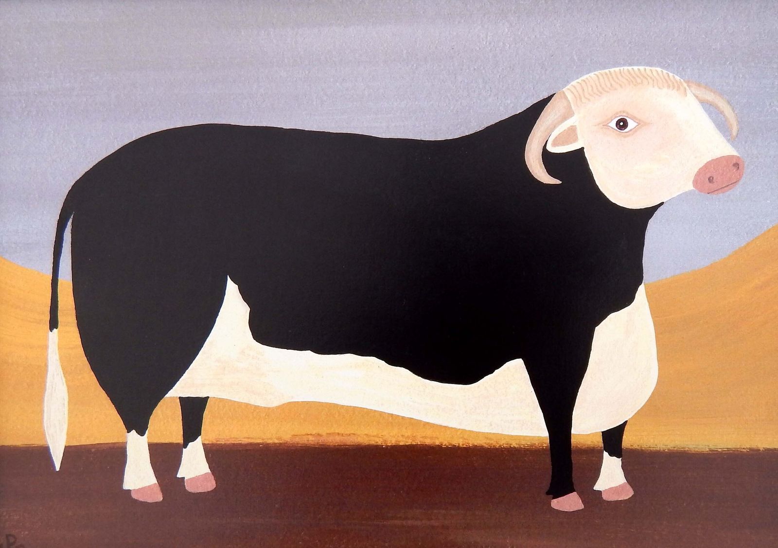 photo furniture Naive Prize Hereford Bull Folk Art Cow Print In Hand Painted Black Frame By Matt Rix