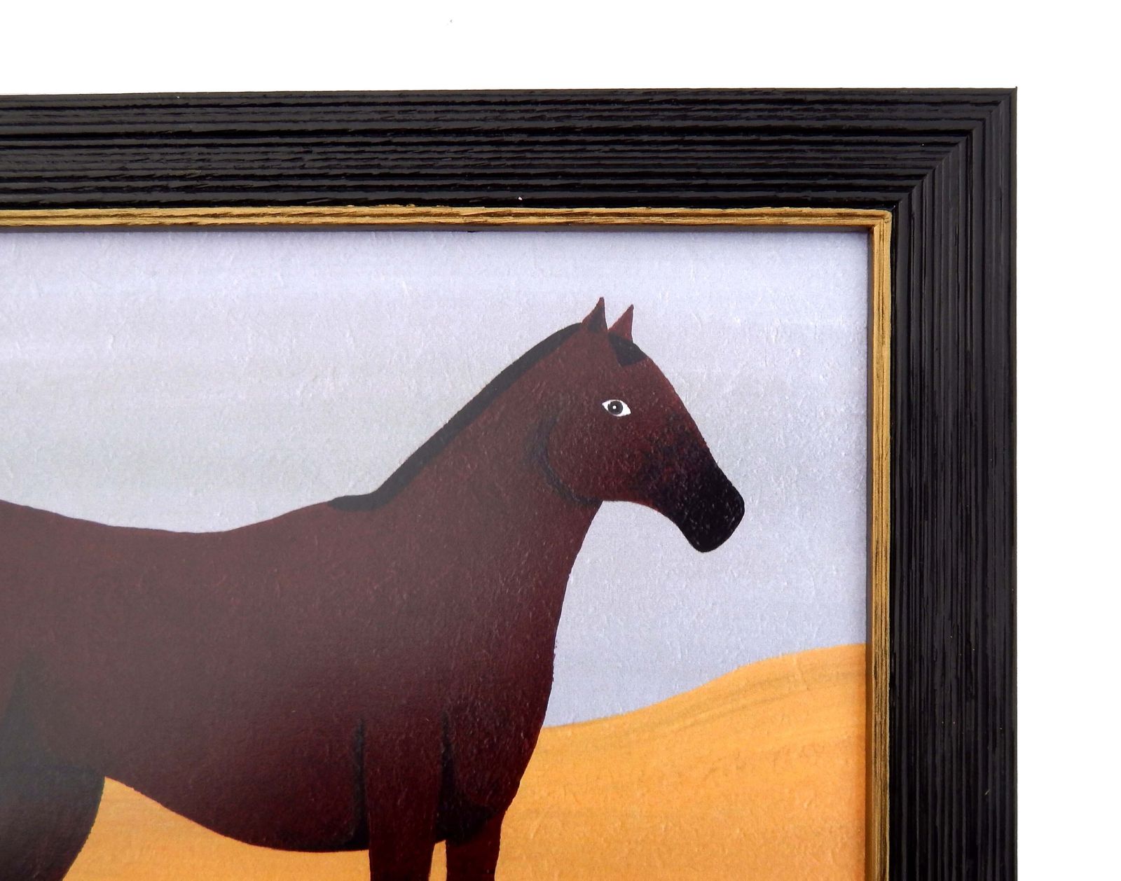 Naive Prize Bay Mare Folk Art Horse Print In Hand Painted Black Frame By Matt Rix photo 125.0