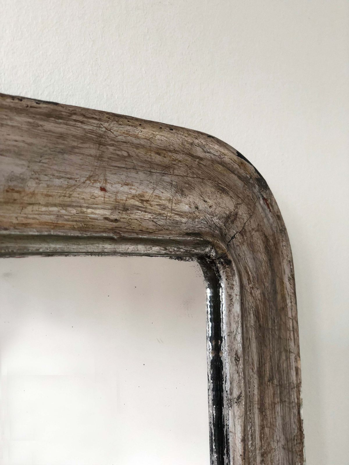Antique French Louis Philippe Silvered Giltwood Mirror – Late 19th Century photo Home Decor