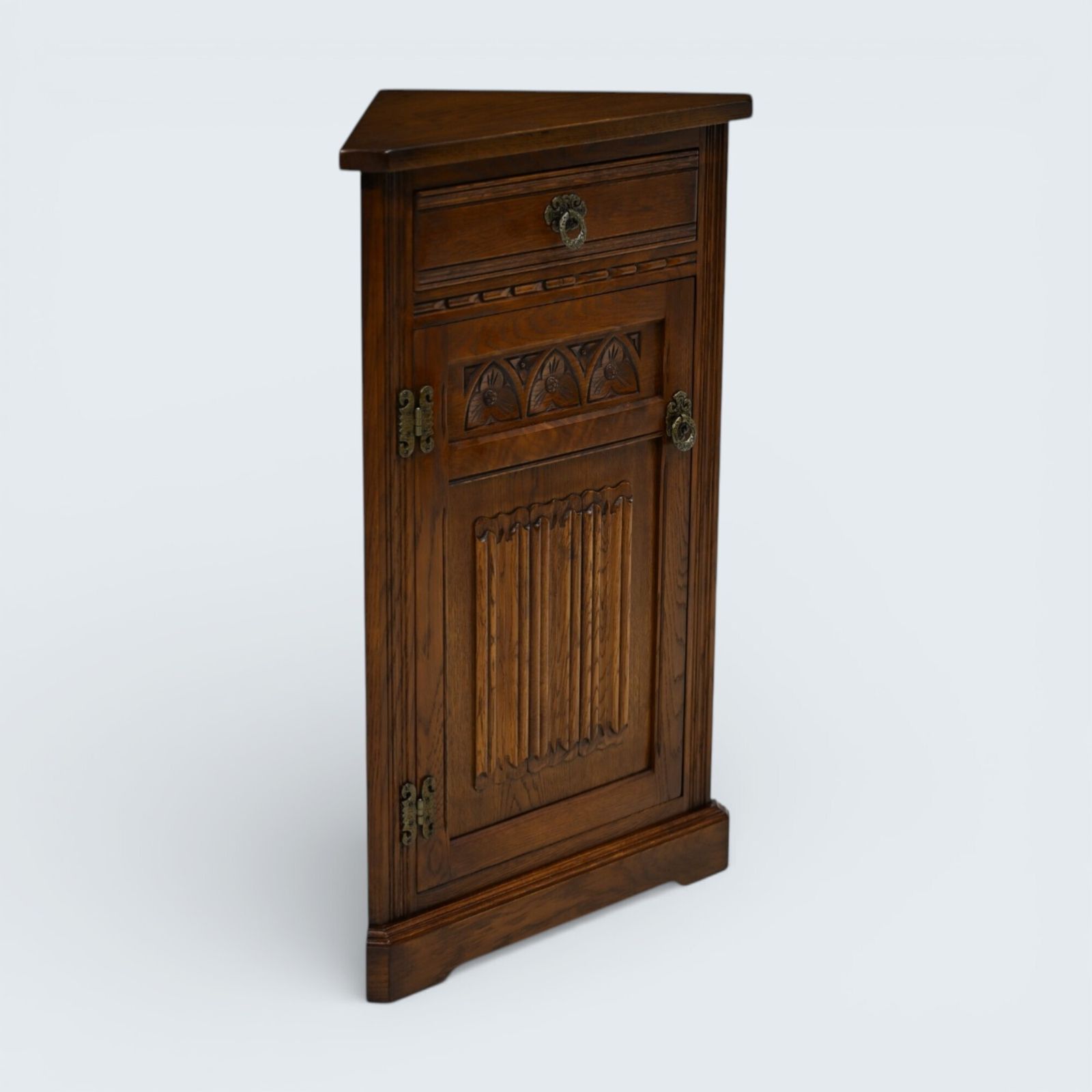 photo furniture Old Charm Corner Cabinet With Drawer Linenfold Free Uk Delivery*