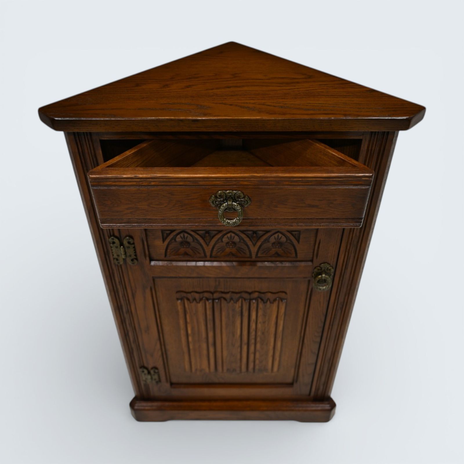 photo for sale Old Charm Corner Cabinet With Drawer Linenfold Free Uk Delivery*