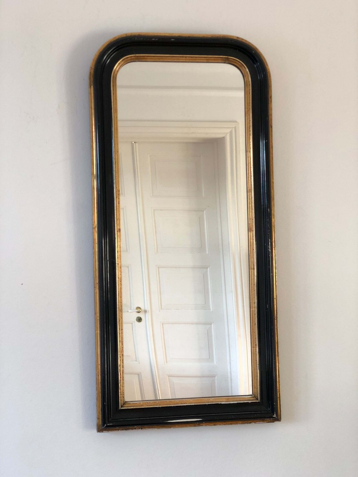 Antique French Louis Philippe Full Length Mirror – Black And Gold, Late 19th Century