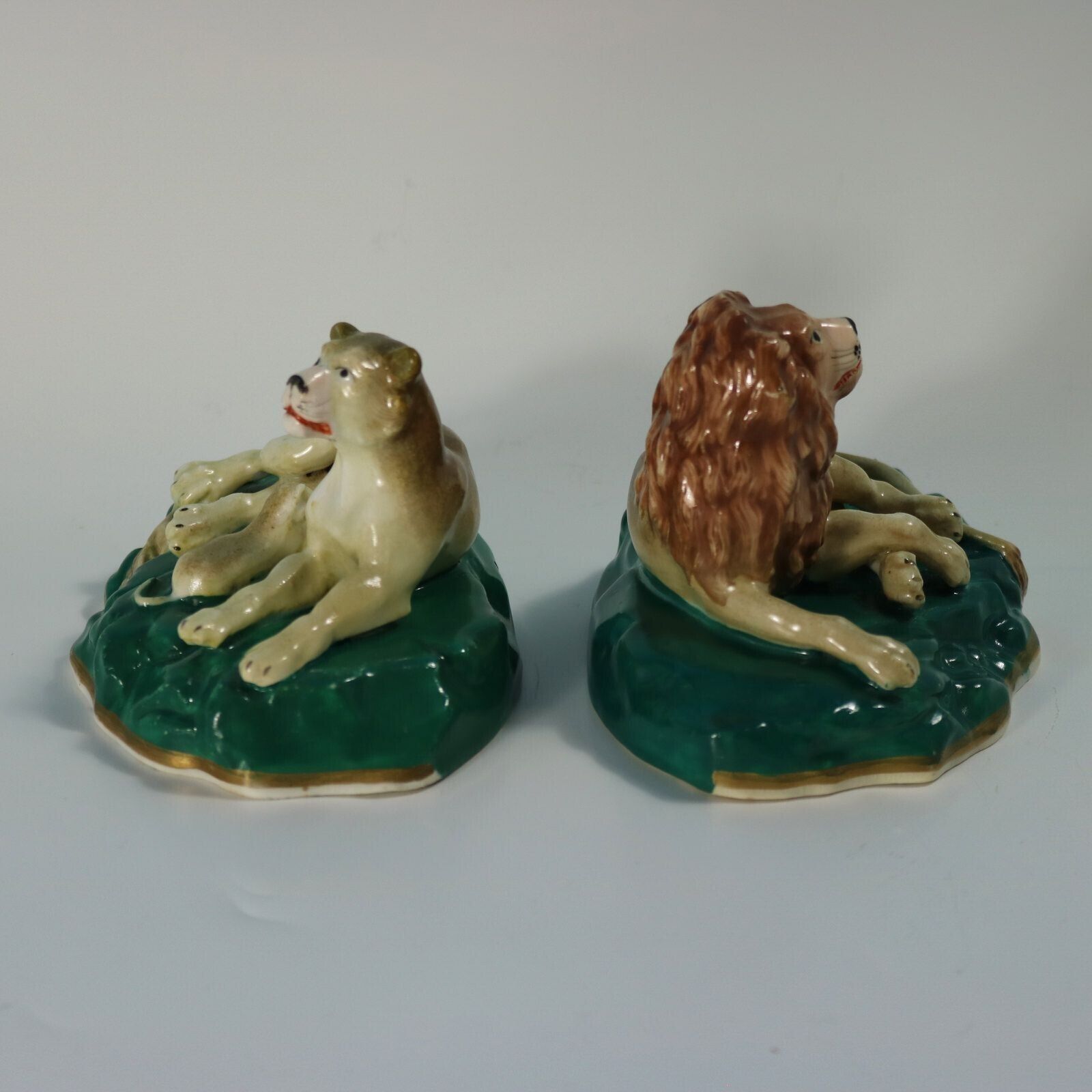 Rare Pair Staffordshire Lion And Lioness Figures photo Home Decor