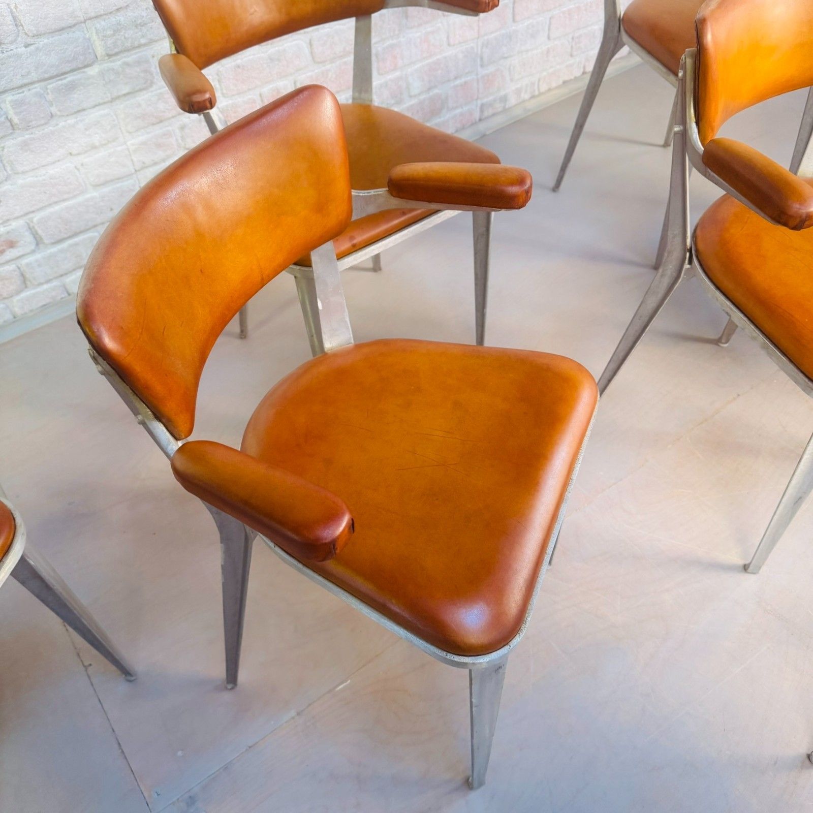 Set Of 10 Ernest Race Ba3 Dining Chairs – Tan Leather Mid Century Modern Icons photo 2420.0