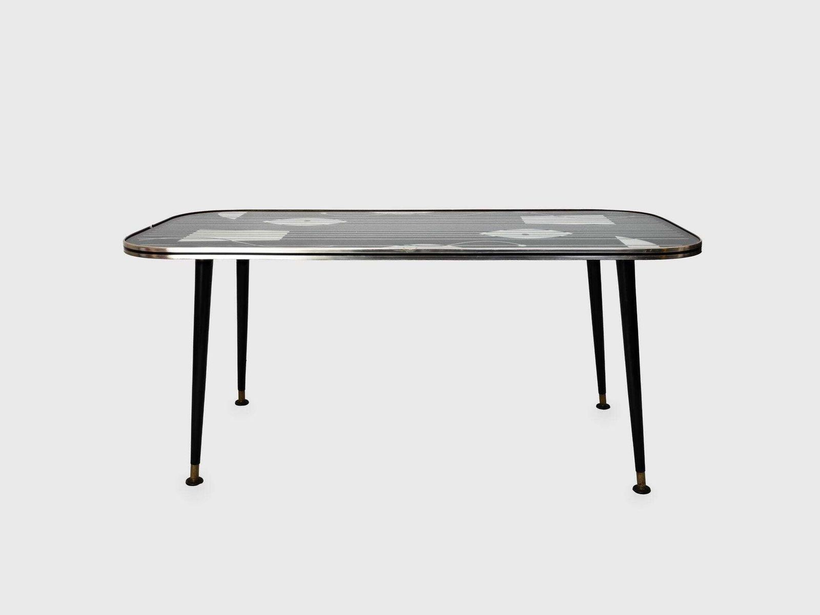 Vintage Coffee Occasional Table Black Silver Design 1950s Mid Century Home Decor photo vintage