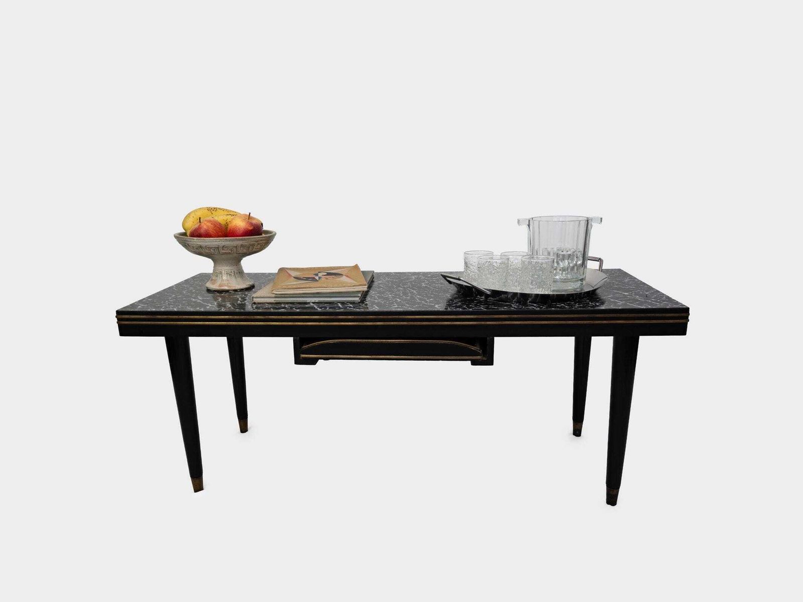 Vintage Coffee Table Black Gold With Serving Tray 1950s Mid Century Home Decor photo furniture