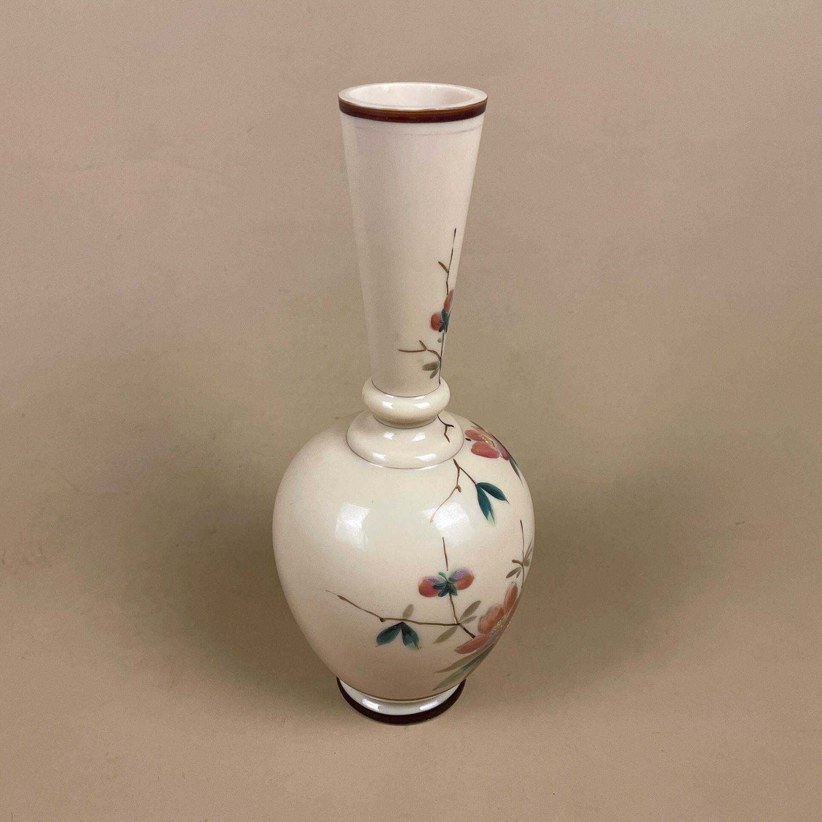 Oriental Antique Decorative Vase Ceramic Pink Pot Japanese Vintage Display Hand Painted Asian Old Floral Flowers Bulbous Delicate photo vinterior