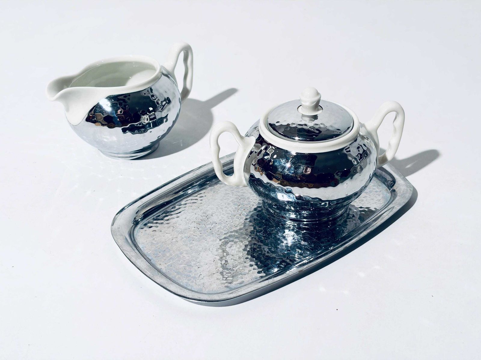 Art Deco Creamer & Sugar Bowl Set Bauscher Weiden Bavaria Porcelain / Vintage Home Decor 1930s