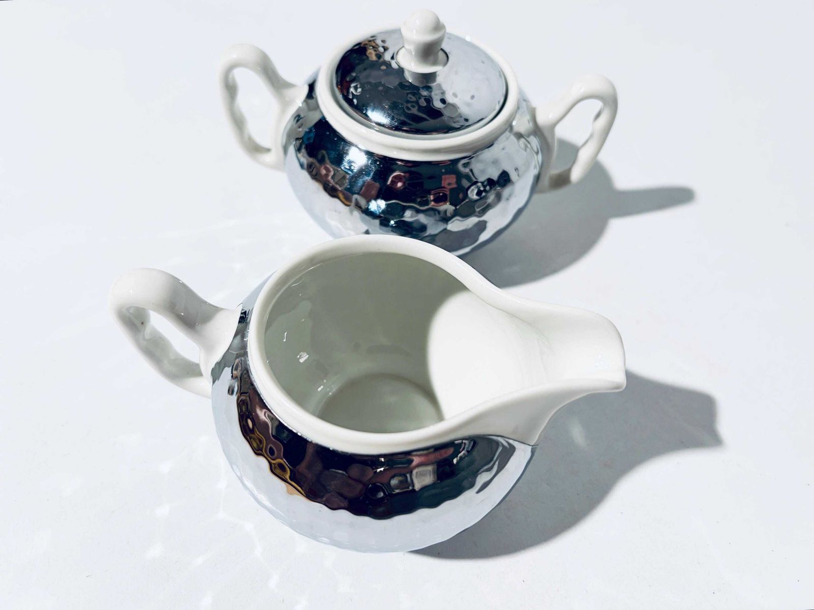 Art Deco Creamer & Sugar Bowl Set Bauscher Weiden Bavaria Porcelain / Vintage Home Decor 1930s photo 125.0