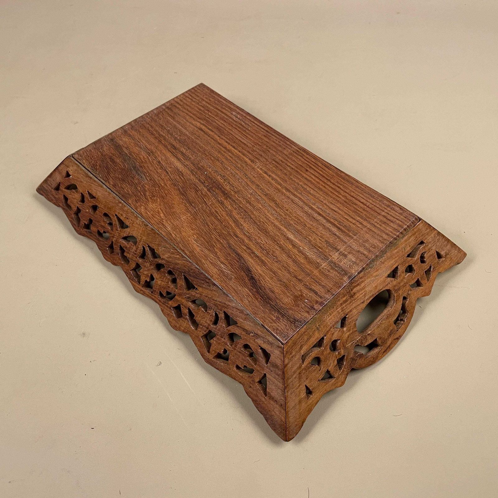Carved Wood Serving Tray Small Rectangle Decorative Handcrafted Leaf Detail Pattern Traditional Display photo buy