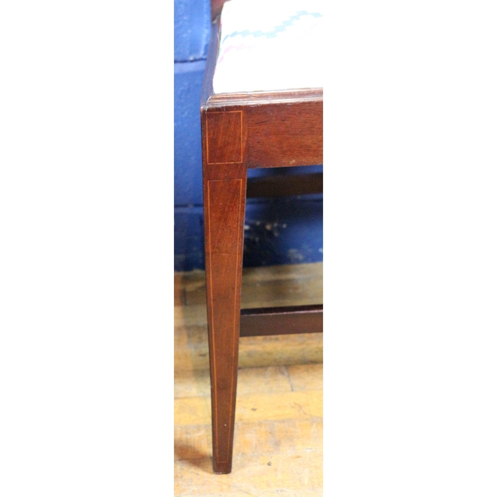 A Set Of Four Edwardian Inlaid Mahogany Slat Back Dining Chairs Freshly Reupholstered photo buy
