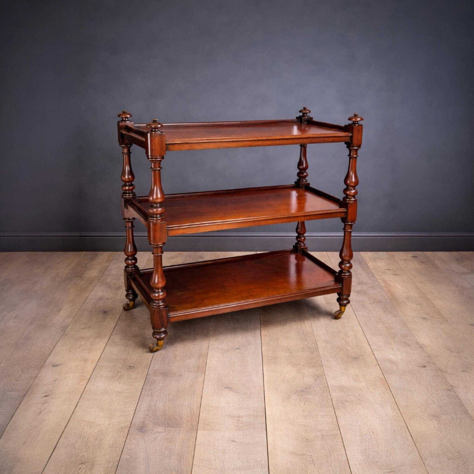 Antique Victorian Mahogany Dumb Waiter C1860 3 Tier Server Trolley Buffet Brass Porcelain Castors photo furniture