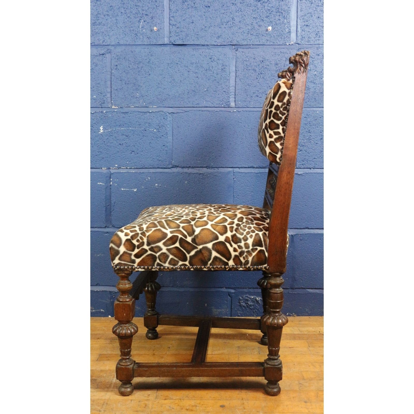 A Victorian Carved Oak Hall Or Bedroom Chair Raised On Fluted Supports And Freshly Reupholstered photo vintage