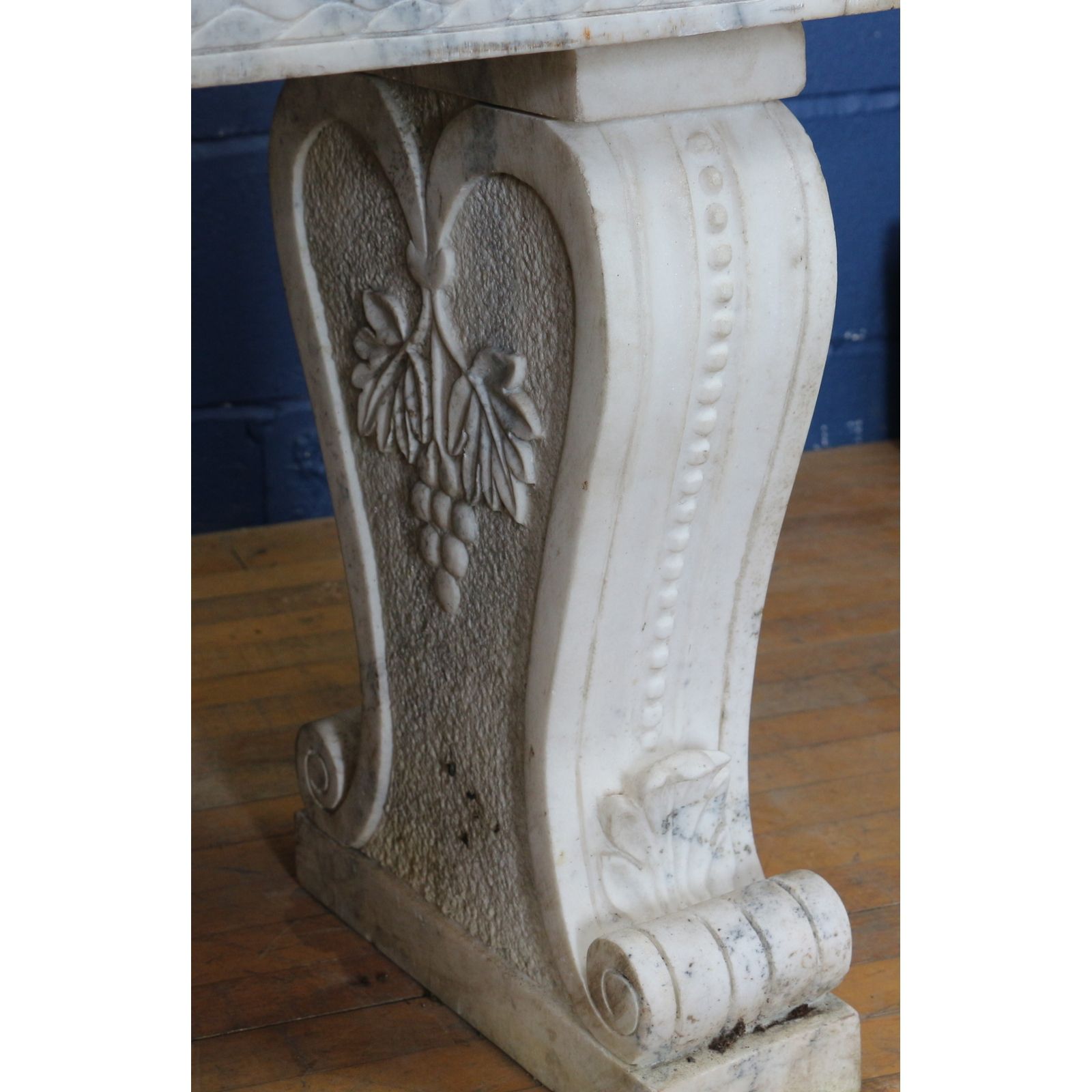 An Impressive Early C20th Carved Marble Planter On Carved Marble Pedestals photo for sale