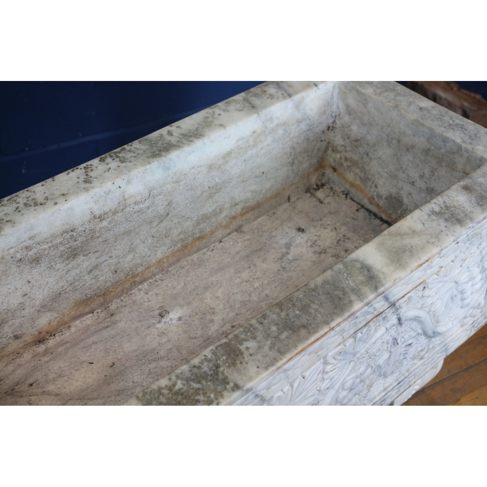 photo furniture An Impressive Early C20th Carved Marble Planter On Carved Marble Pedestals