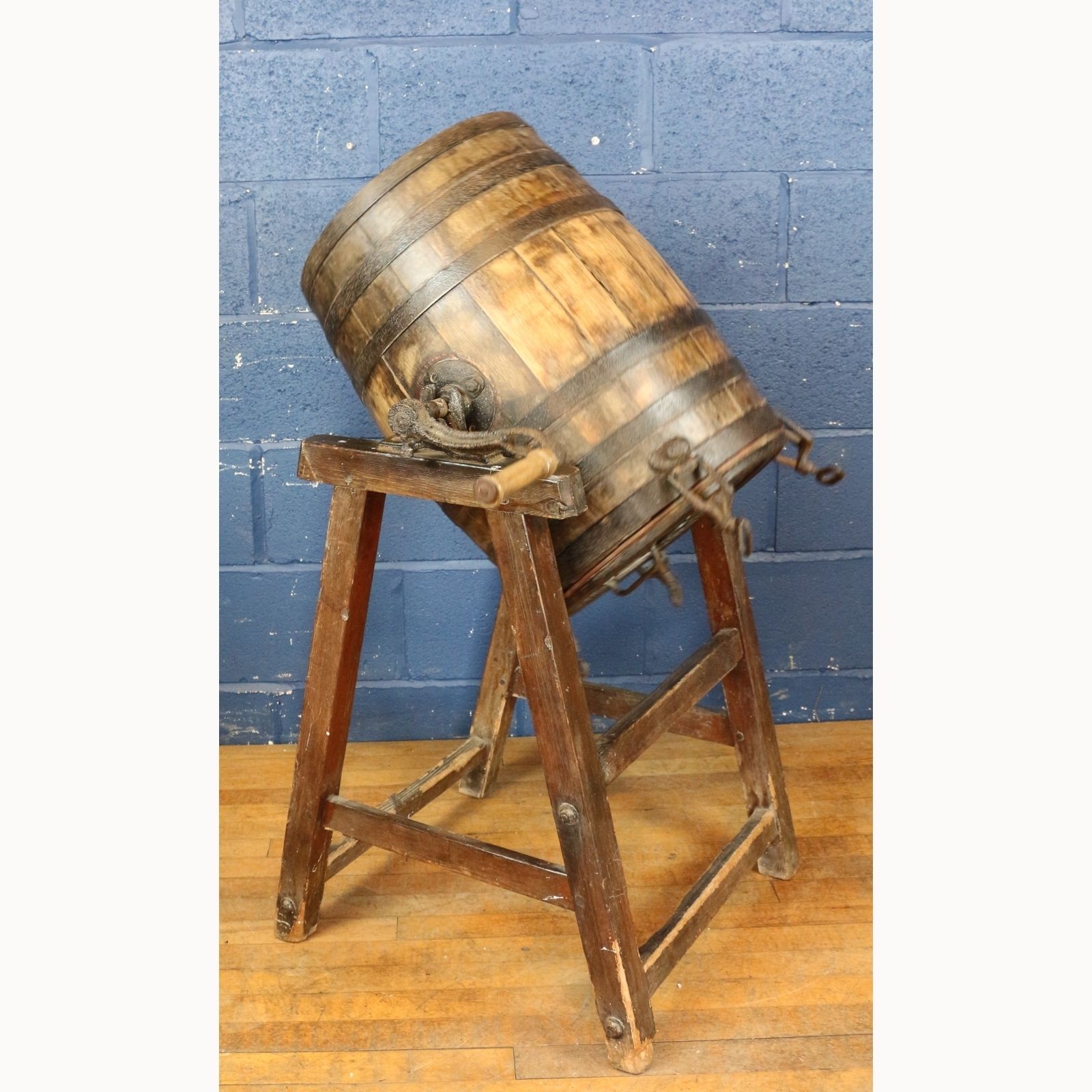 photo furniture An Early C20th Oak Butter Churn On Pine Stand By Melotte Separator Sales Co Bristol