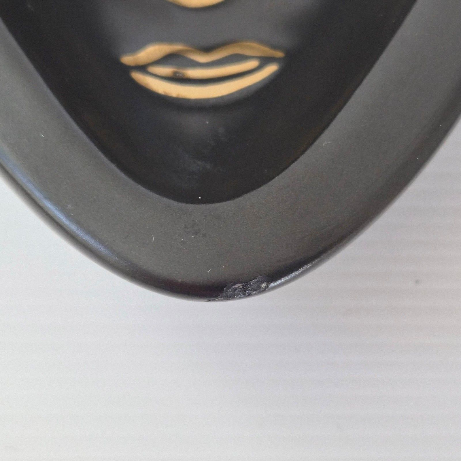 Vintage 1950s Irisese Black Ceramic Ashtray Dlg Capron Jouve 50s Rockabilly photo Home Decor