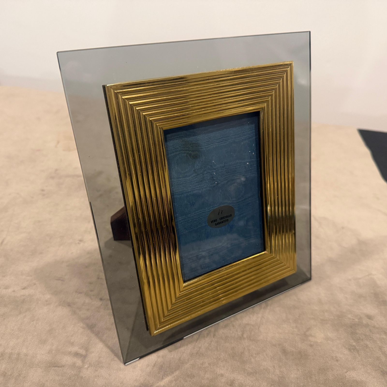 Home Decor 1960s Mid Century Modern Brass And Smoked Glass Luxury Italian Picture Frame photo