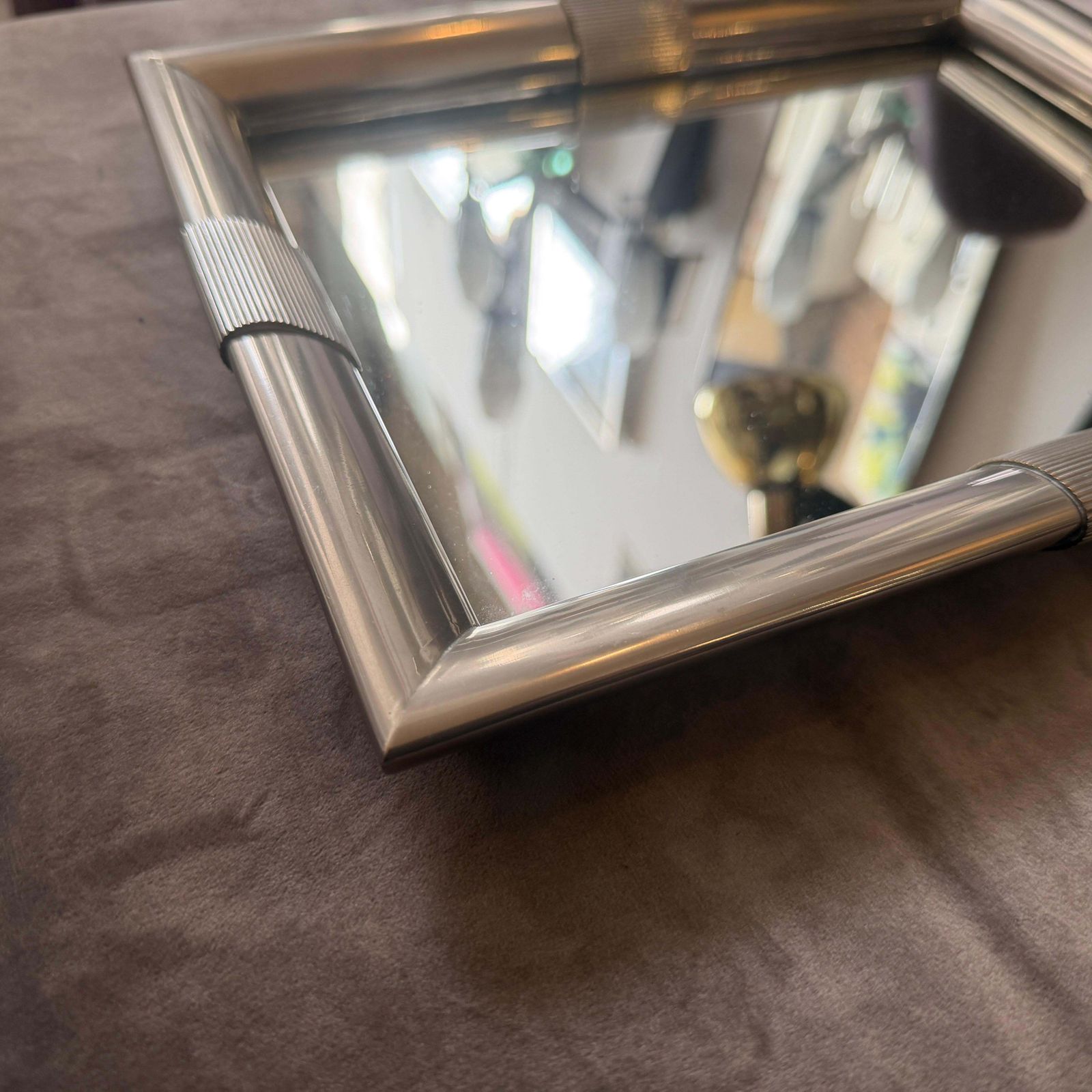 Home Decor 1970s Mid Century Modern Silver Plated And Mirrored Glass Tray By Tommaso Barbi photo