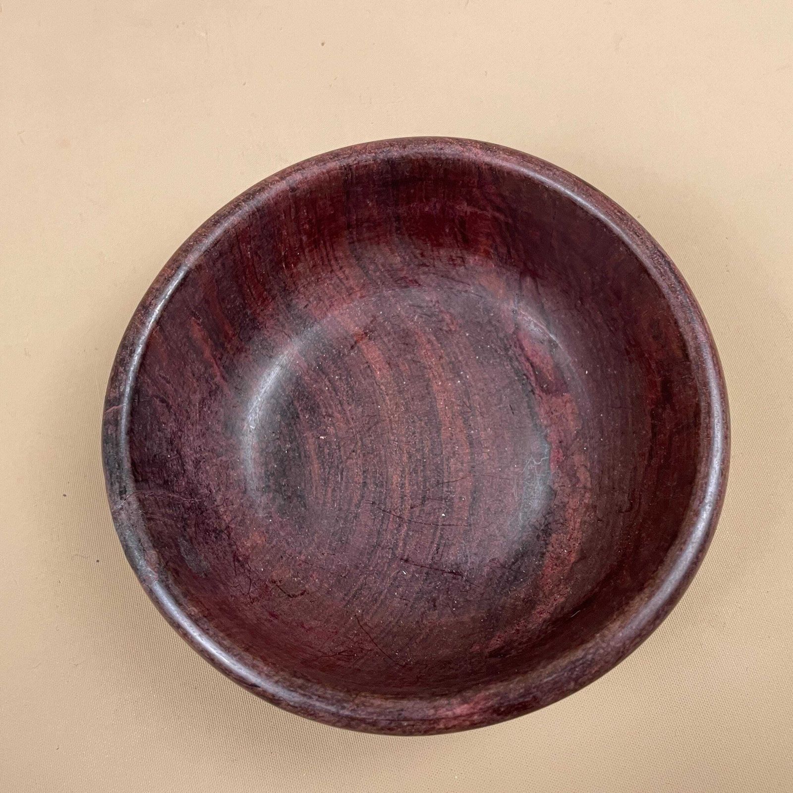 Vintage Hand Carved Wooden Bowl Decorative Elephant Motif African Round Rustic Farmhouse Cottage Wood Tableware Low Profile Rim photo buy