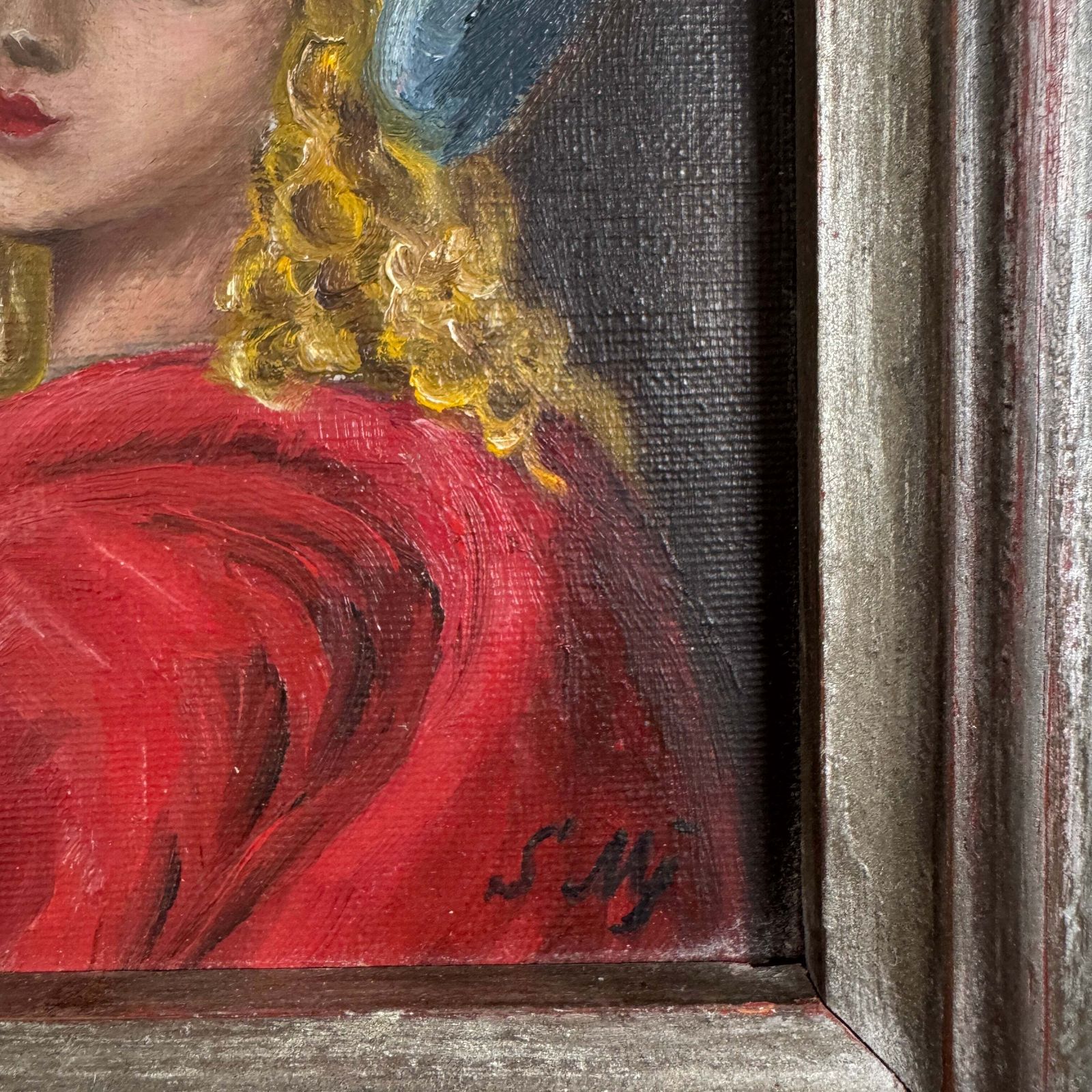 The Turning Gaze. Antique Oil Portrait Painting. photo for sale