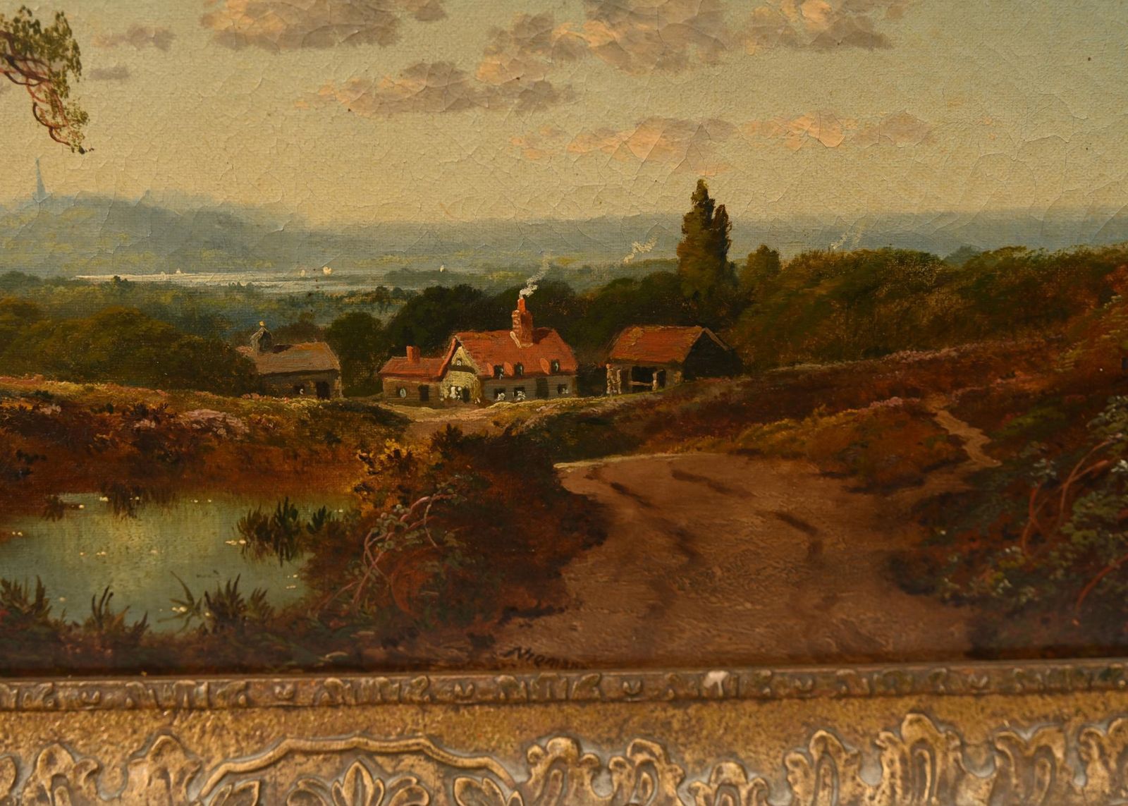 photo furniture Pair Victorian Oil Paintings English Landscape Pastoral Idyll 1880