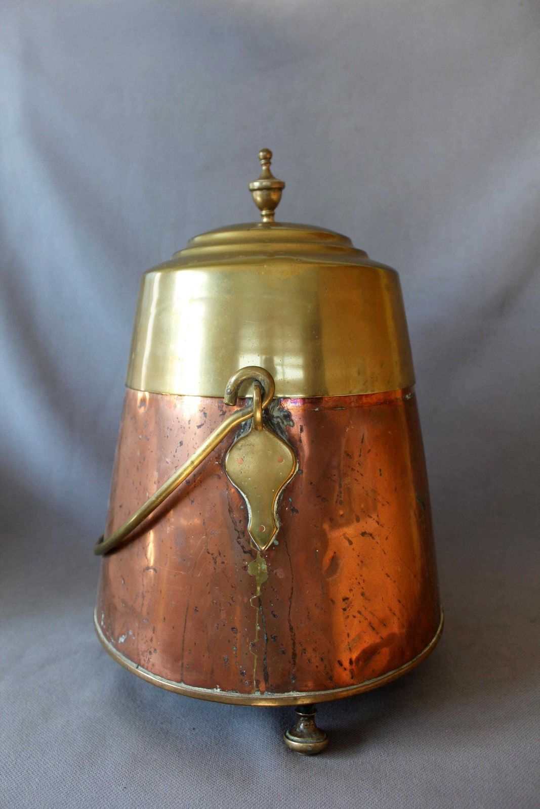 Zeer Grote Antieke Nederlandse Doofpot, 19e Eeuw, Messing En Koper, Knop, Driepoot, Beweegbaar Handvat, Nederland photo 161.0