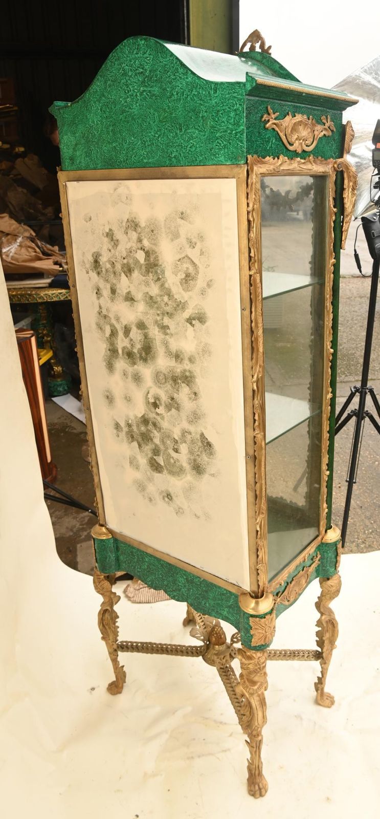 2995.0 Pair French Vitrines Malachite Display Cabinets Louis XVI photo