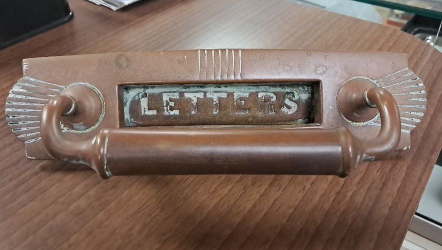 Antique Art Deco Copper Letterbox With Door Pull Handle photo 65.0
