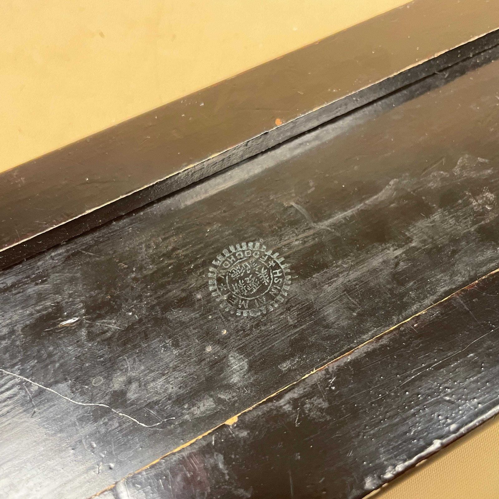 116.0 Antique Handmade Oriental Chinese Wooden Book Slide Ends Wood Carved Fold Away Vintage Bookends Adjustable Hand Painted Black Gold China photo