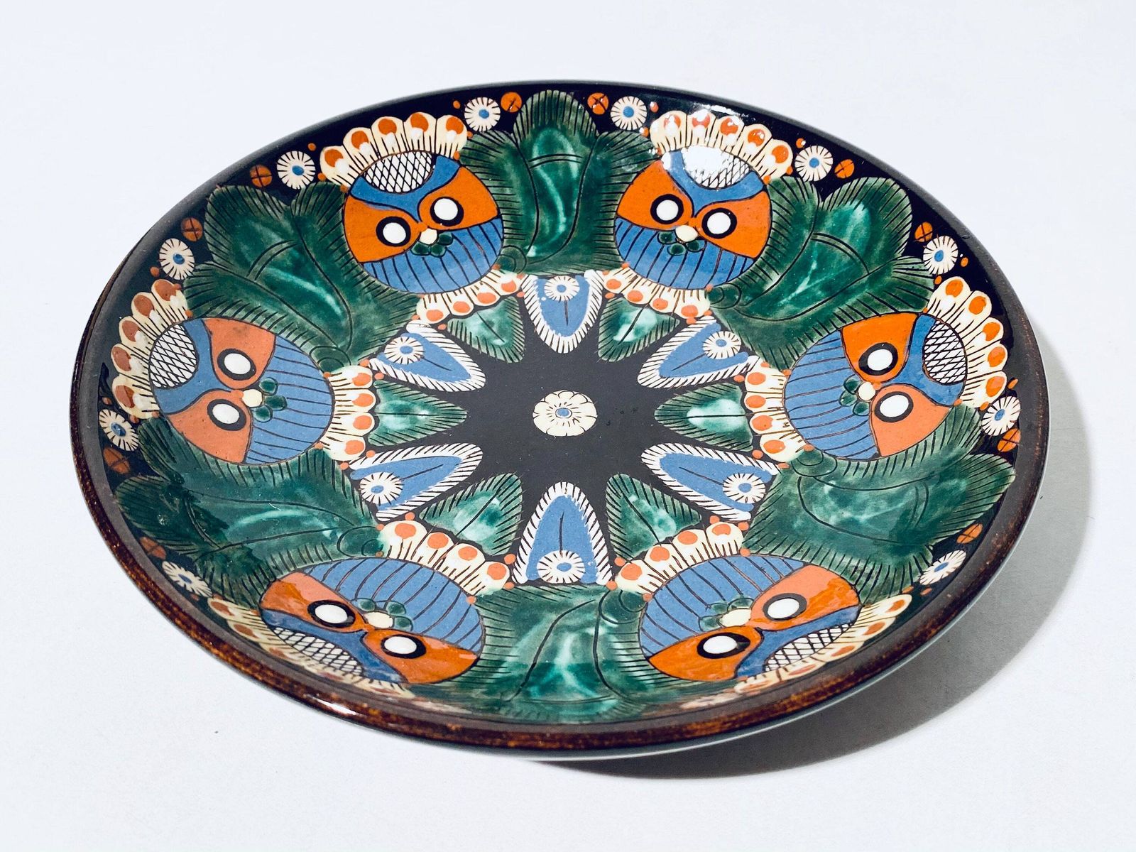 Rudolf Howald Töpferei Heimberg Round Ceramic Wall Plate Abstact Bird Motif / Vintage Decoration 60/70s Switzerland photo 134.0