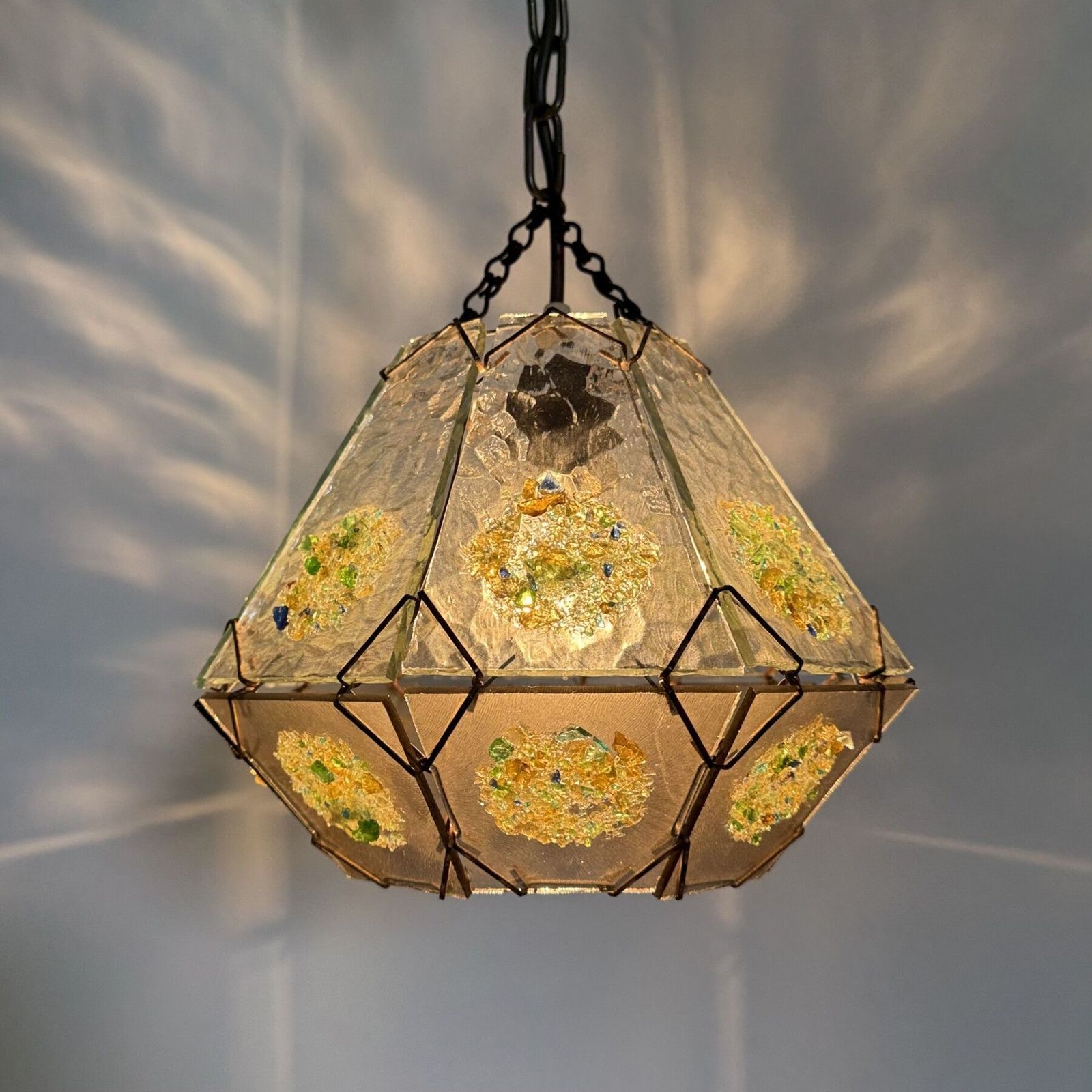 Brutalist Glass Hanging Lamp , 1970s photo 912.0