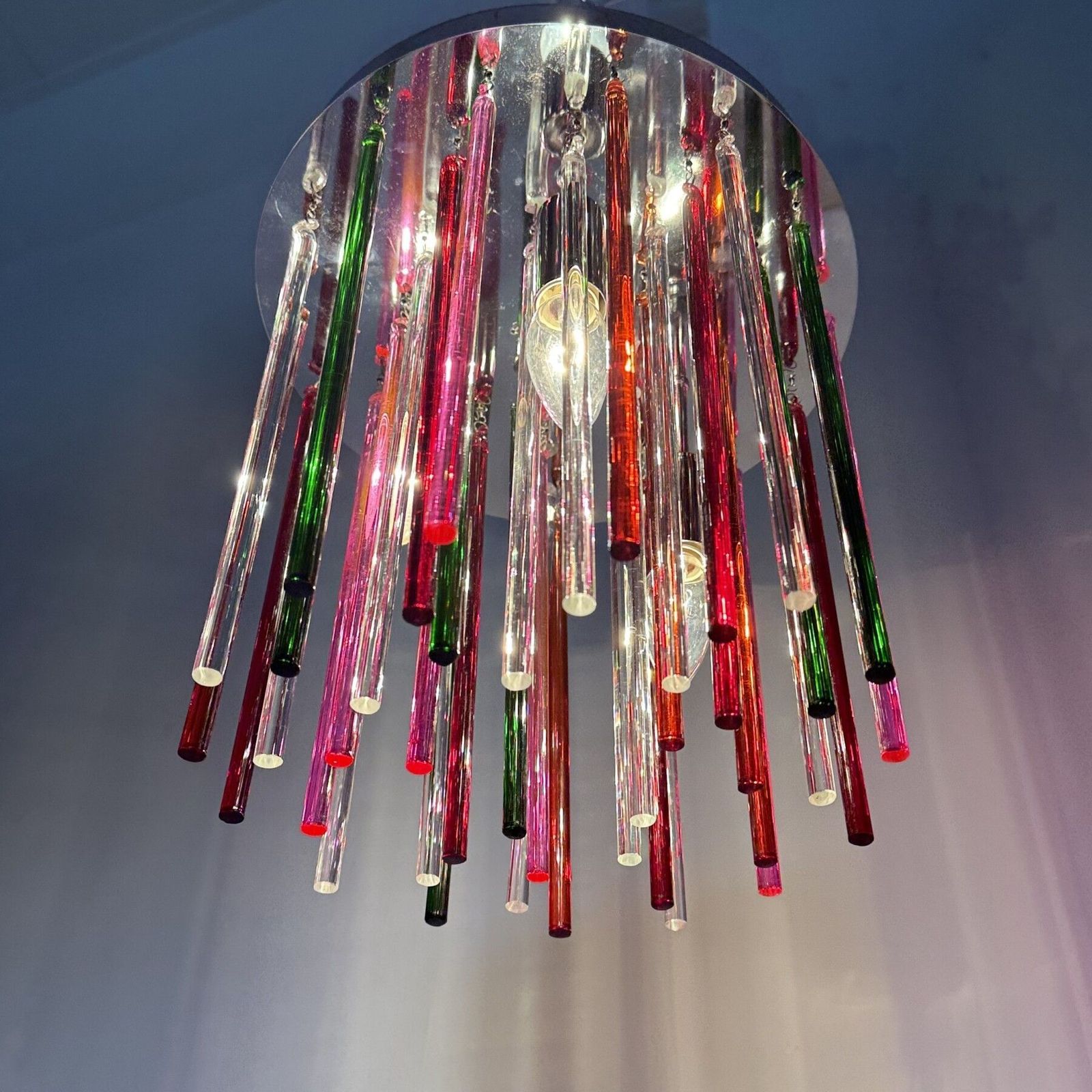 Mid Century Design Glazen Plafondlamp, Jaren 1970 photo for sale