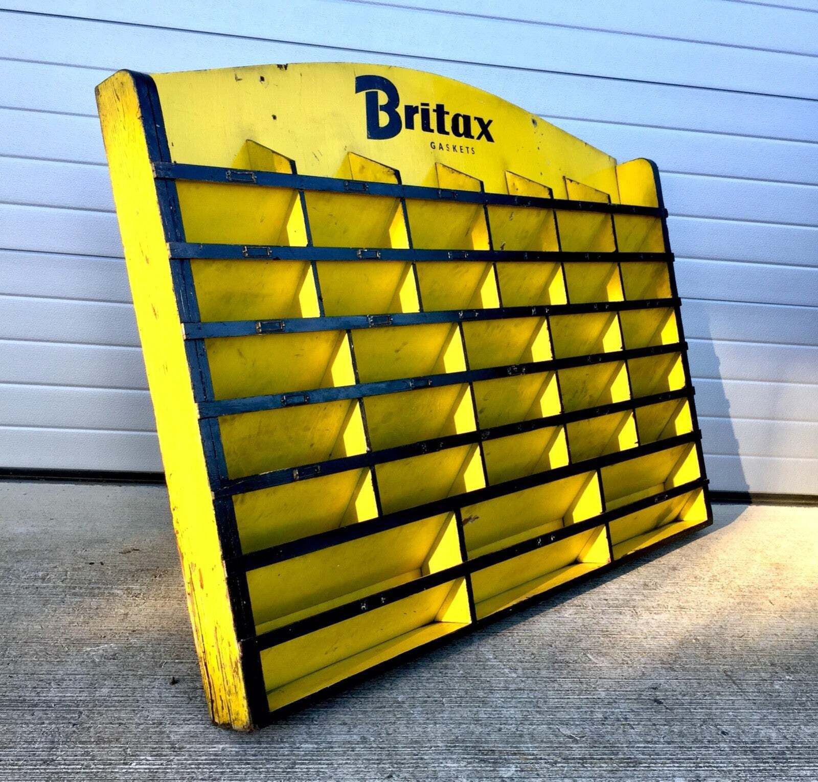 Antique Advertising Britax Gaskets Storage Rack Garage Display Cabinet C.1950 photo for sale
