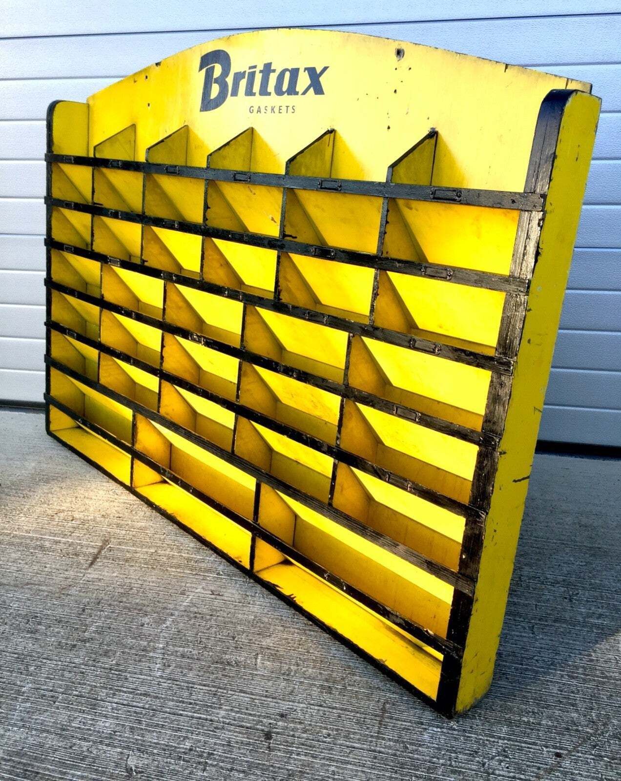 Antique Advertising Britax Gaskets Storage Rack Garage Display Cabinet C.1950 photo vintage