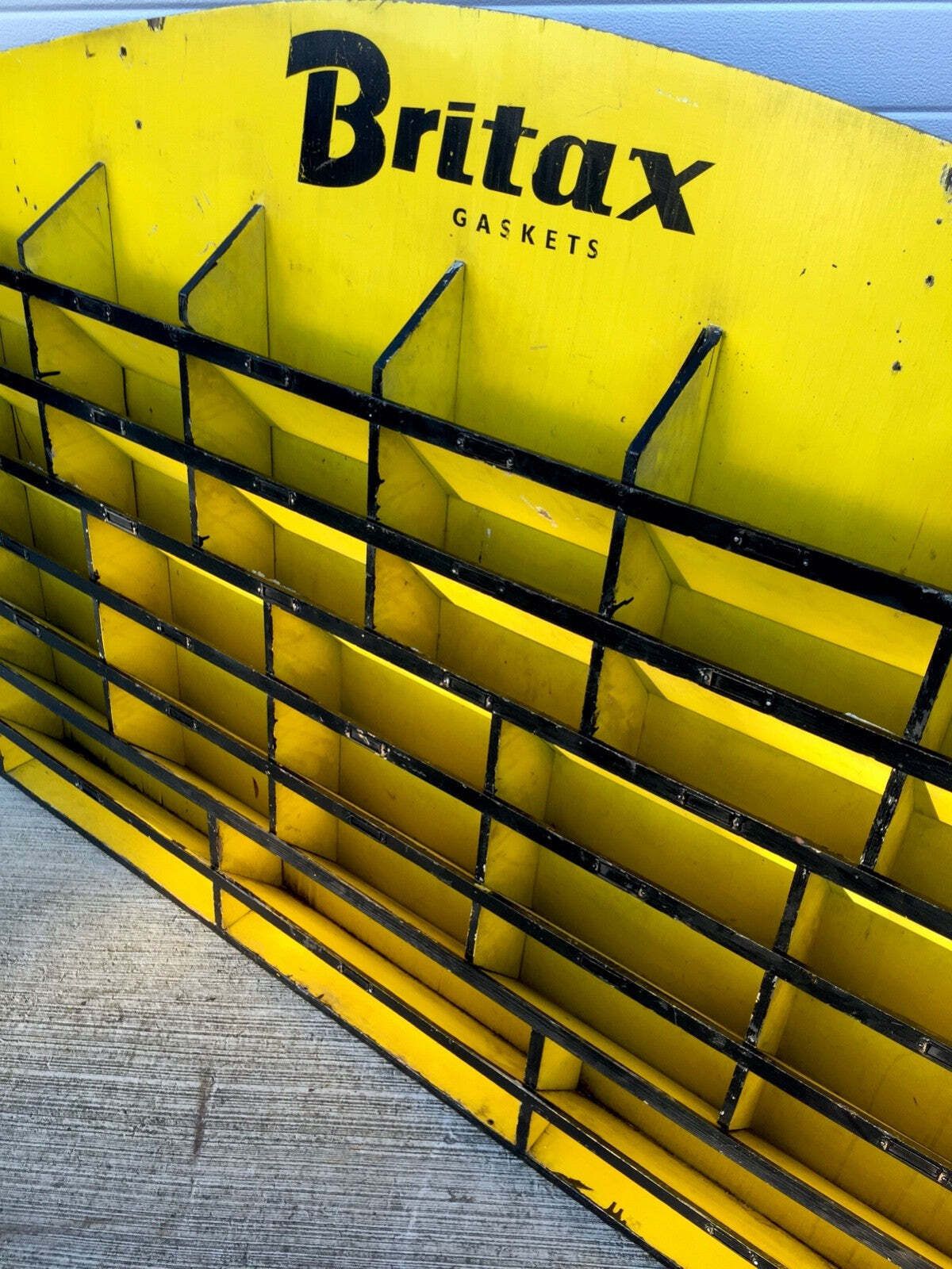 photo for sale Antique Advertising Britax Gaskets Storage Rack Garage Display Cabinet C.1950